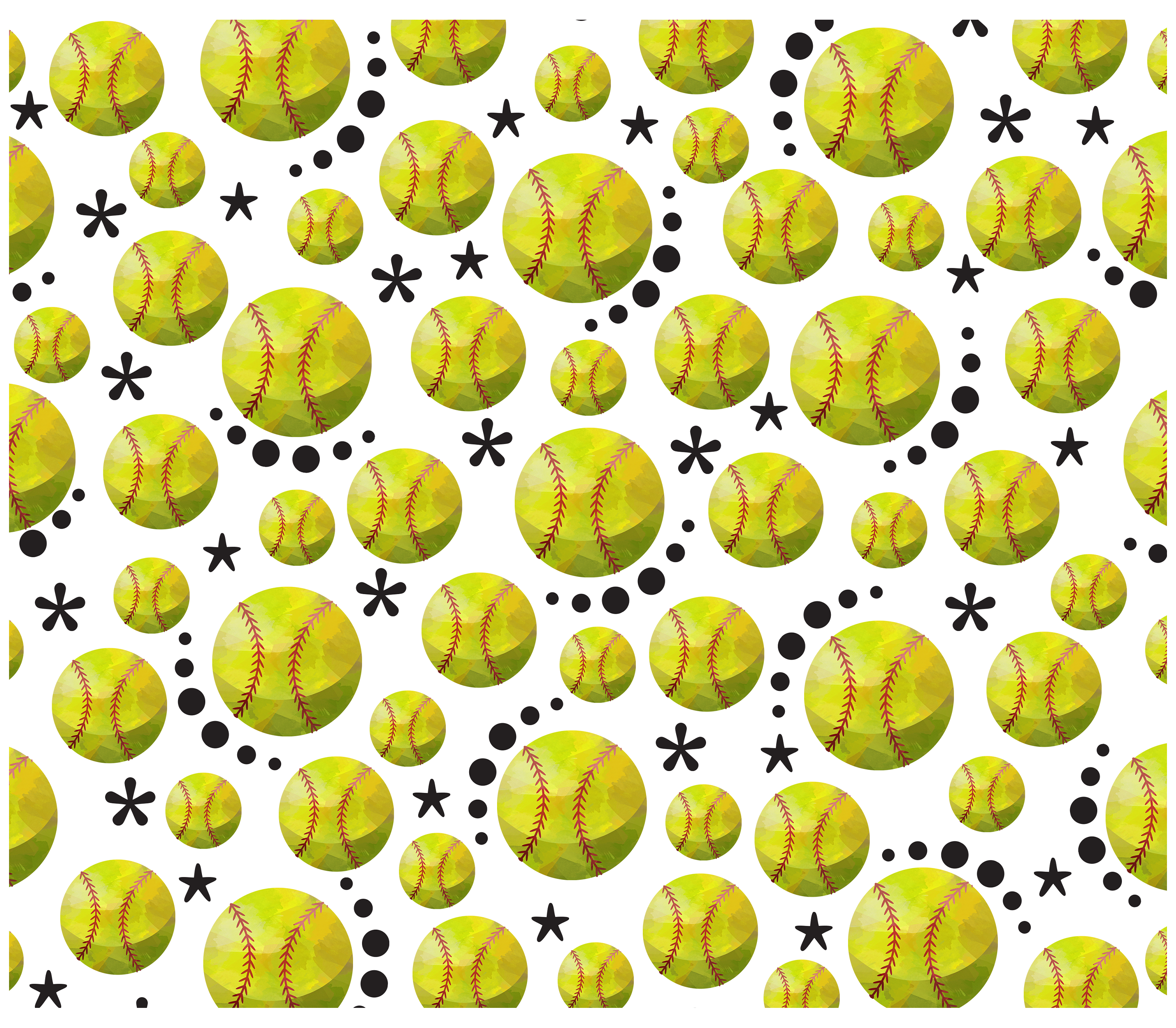 Sublimation Tumbler Wrap - Scattered Softballs - The Vinyl Haus Main image