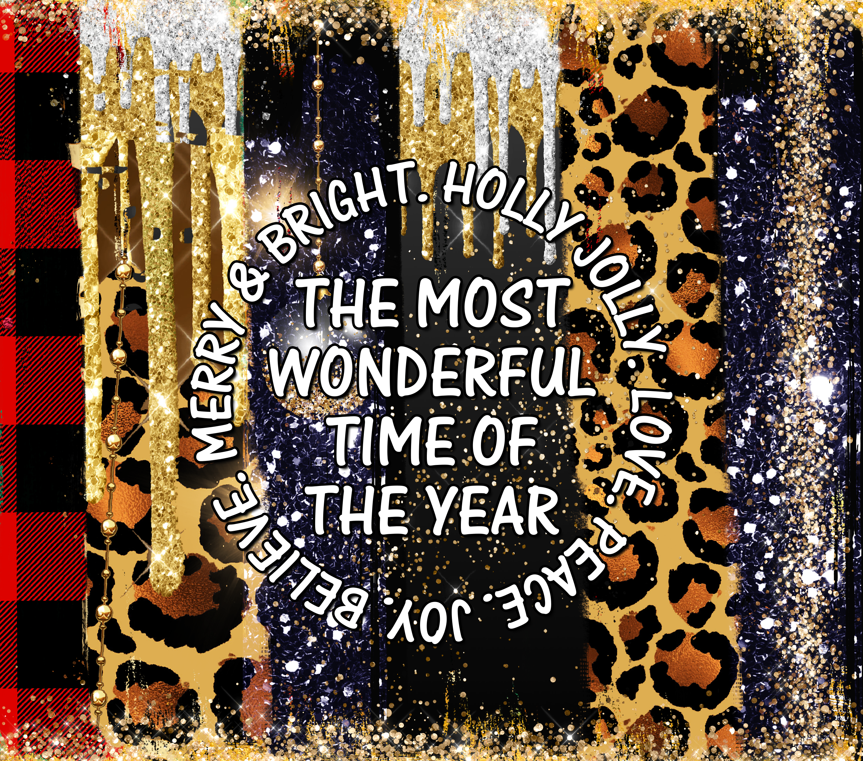 Sublimation Tumbler Wrap - Christmas Brushstrokes The Most Wonderful Time of the Year - The Vinyl Haus Main image