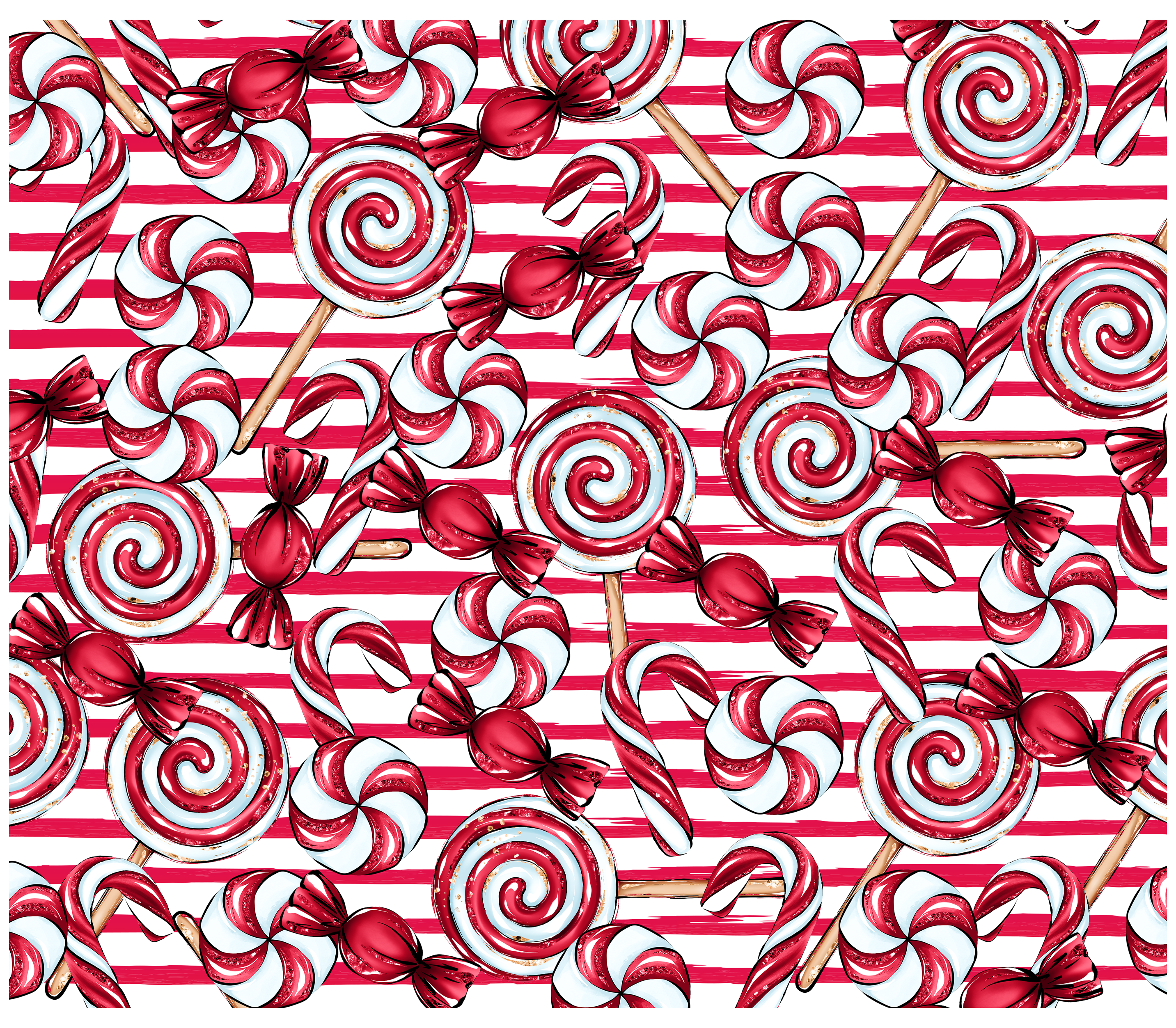 Sublimation Tumbler Wrap - Candy Cane Stripes - The Vinyl Haus Main image