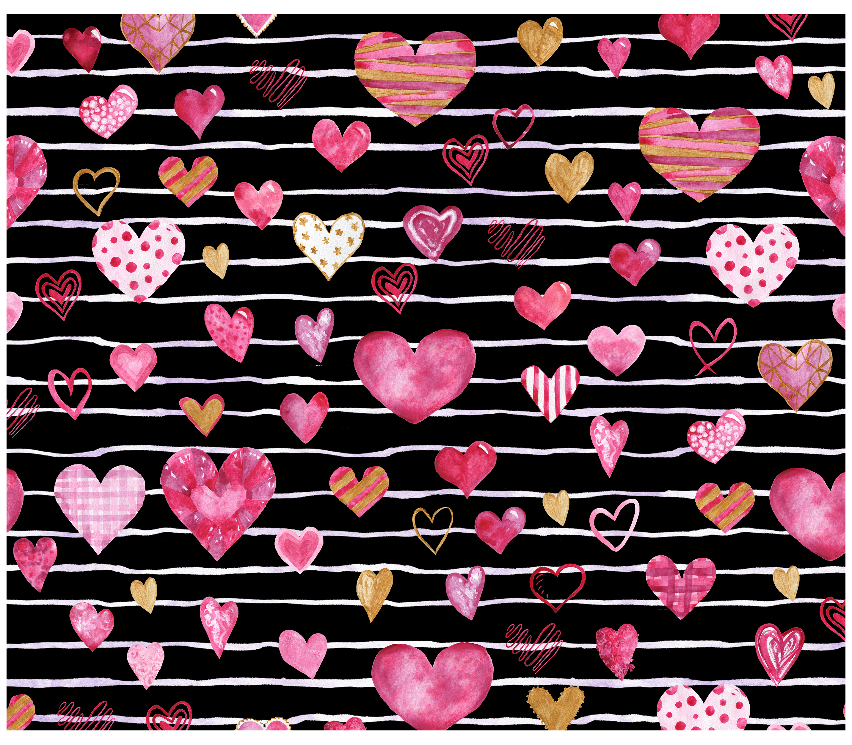 Sublimation Tumbler Wrap - Hearts and Stripes - The Vinyl Haus Main image