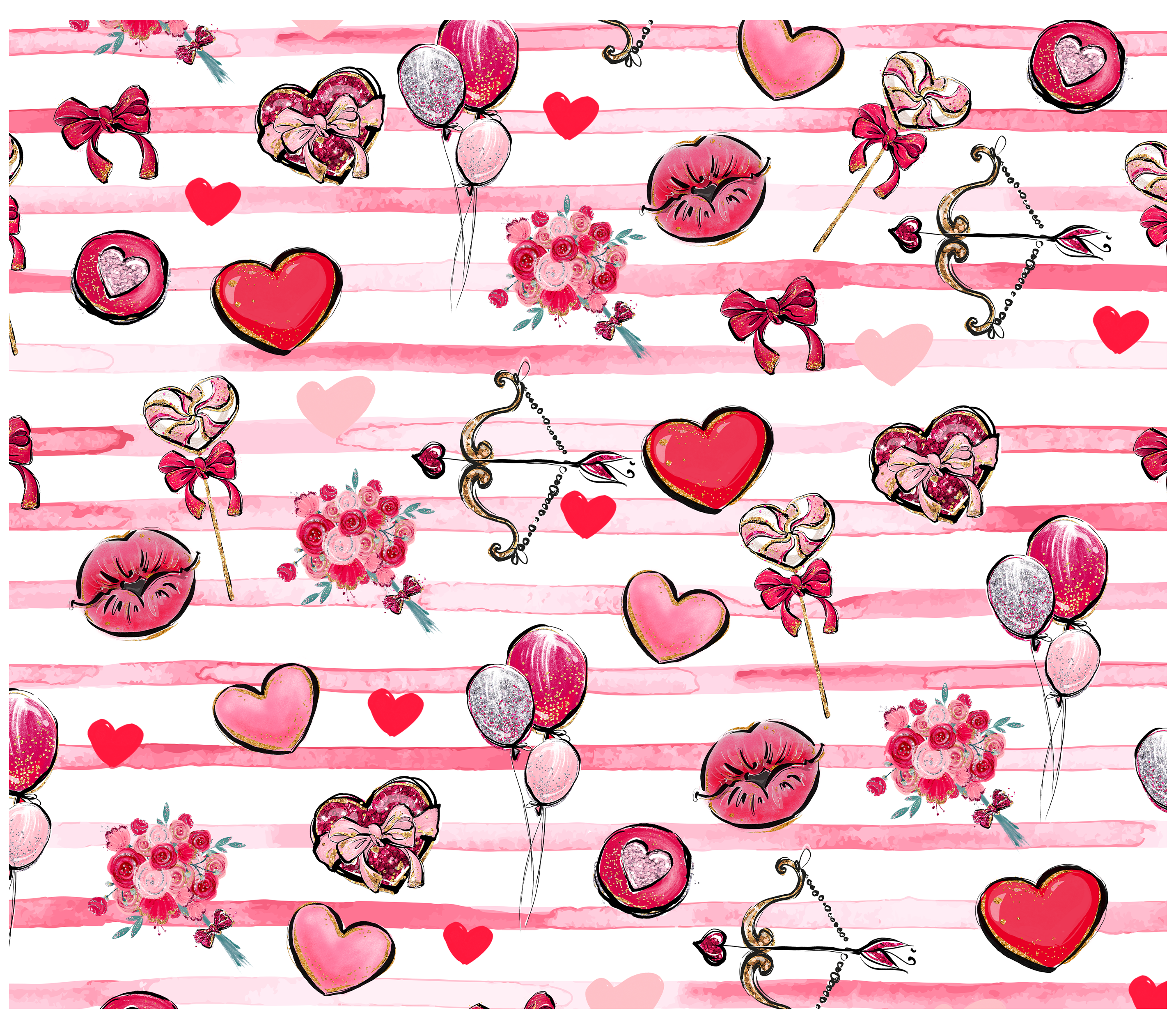 Sublimation Tumbler Wrap - Valentine Symbols - The Vinyl Haus Main image