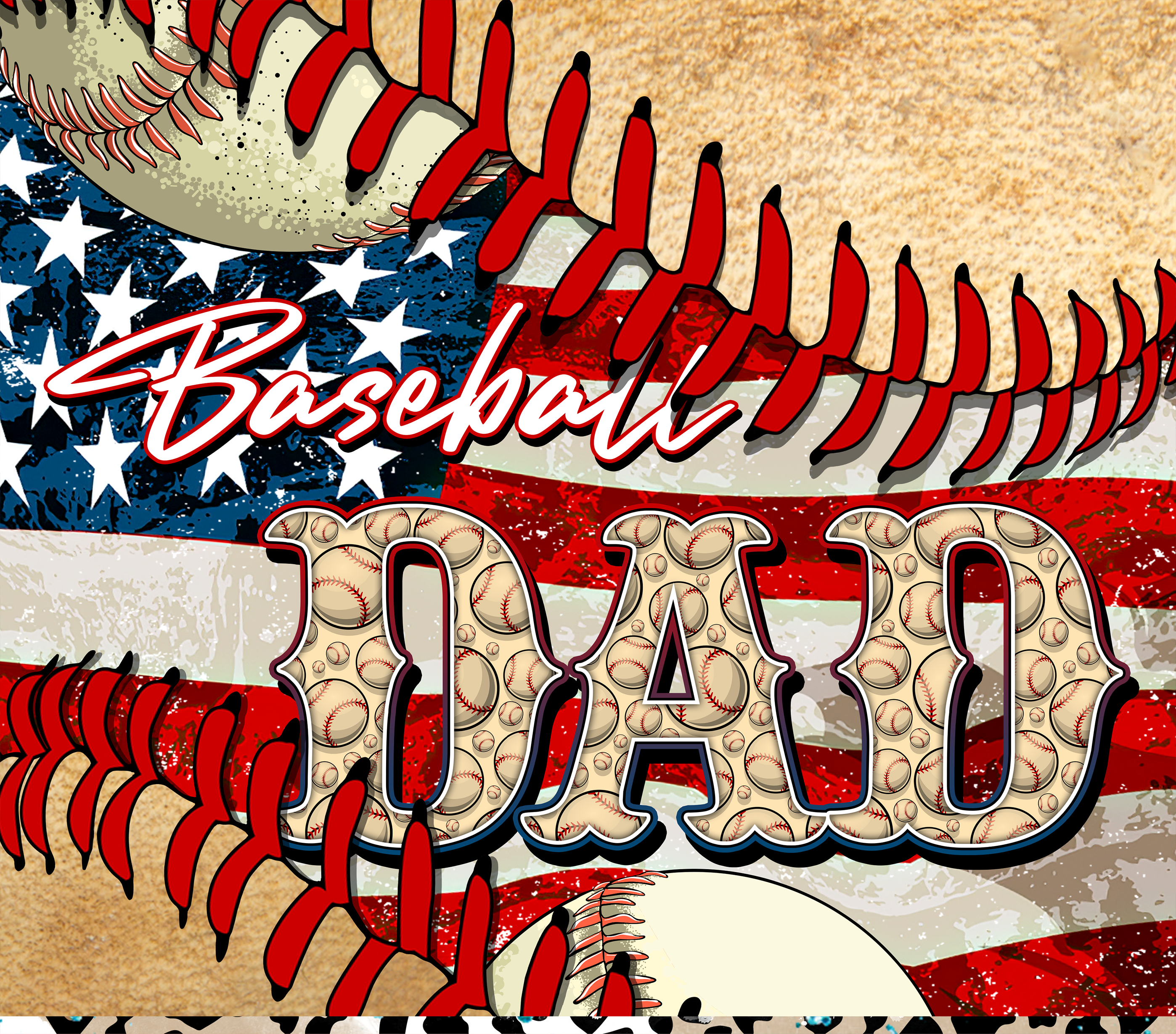Sublimation Tumbler Wrap - Baseball Dad - The Vinyl Haus Main image