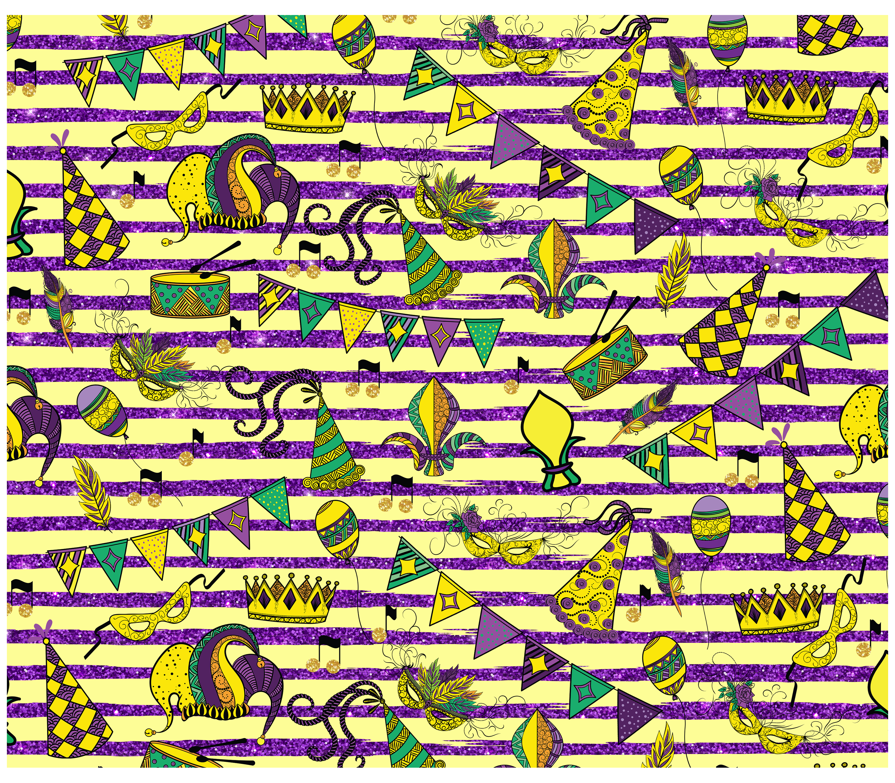 Sublimation Tumbler Wrap - Mardi Gras Stripes - The Vinyl Haus Main image