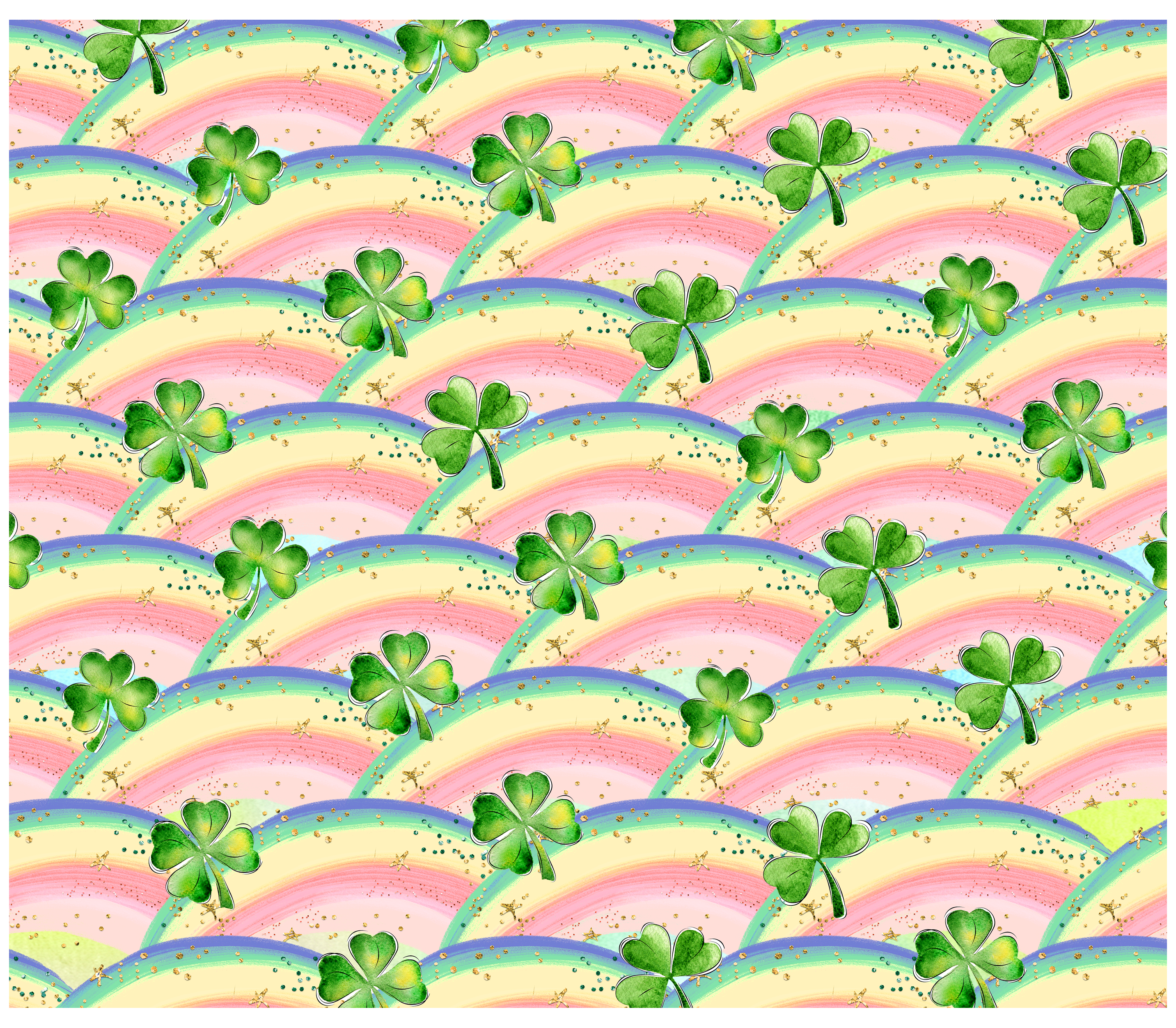 Sublimation Tumbler Wrap - Shamrocks and Rainbows - The Vinyl Haus Main image