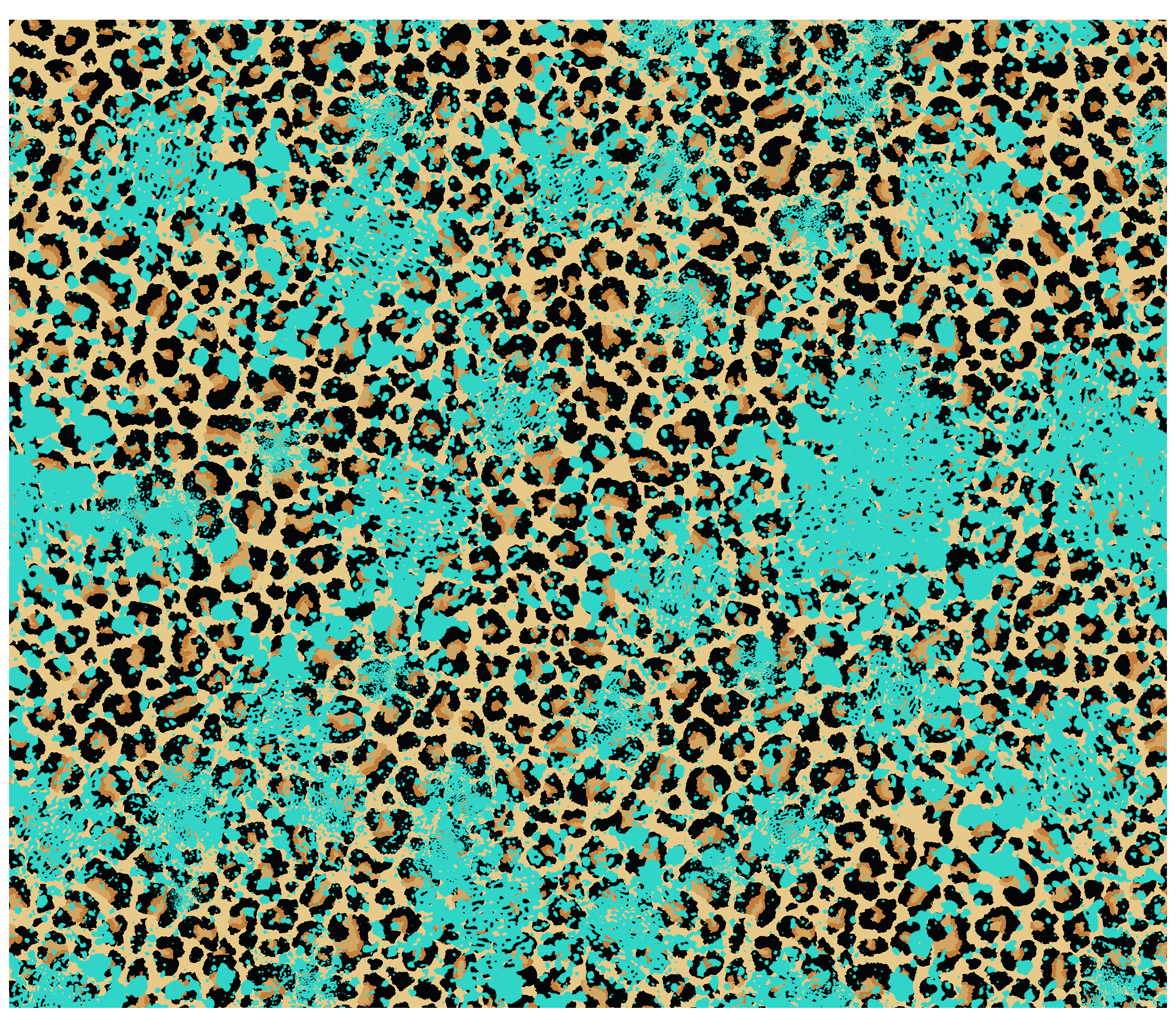 Sublimation Tumbler Wrap - Leopard and Turquoise - The Vinyl Haus Main image
