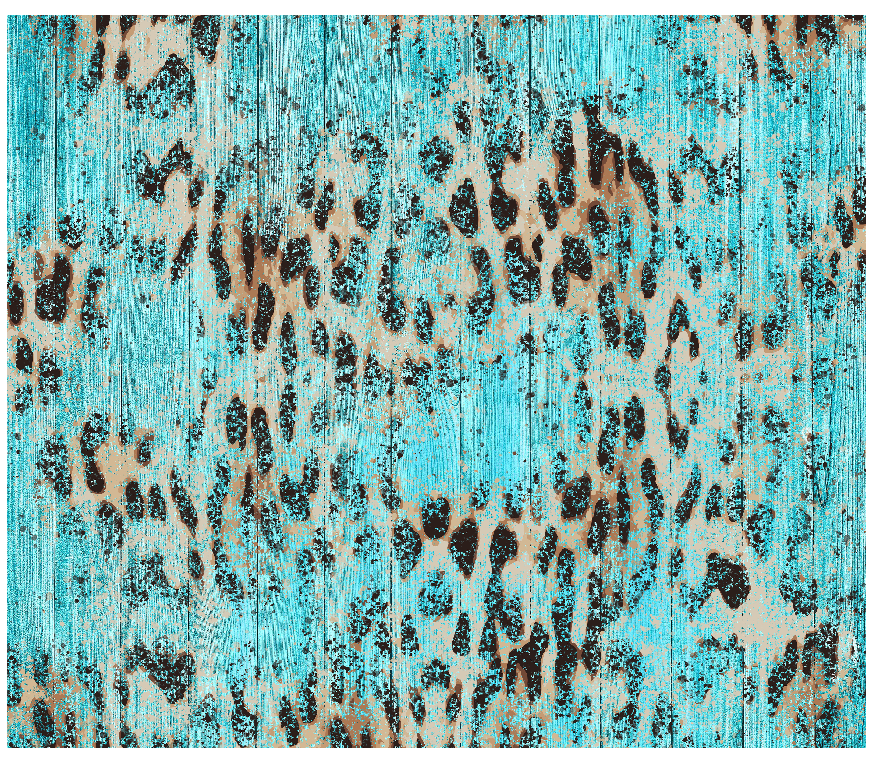 Sublimation Tumbler Wrap - Turquoise and Leopard - The Vinyl Haus Main image