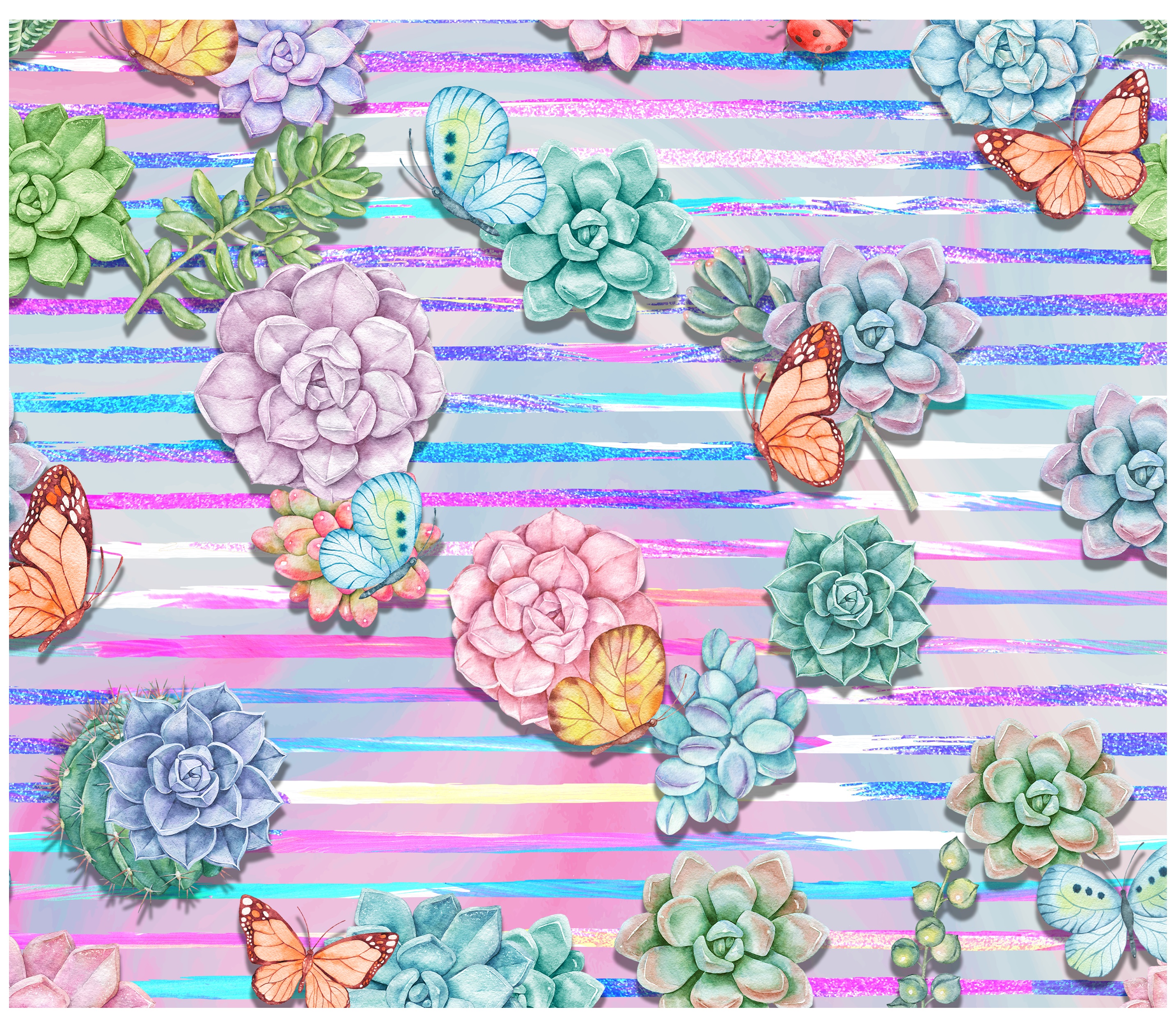 Sublimation Tumbler Wrap - Succulents 1 - The Vinyl Haus Main image