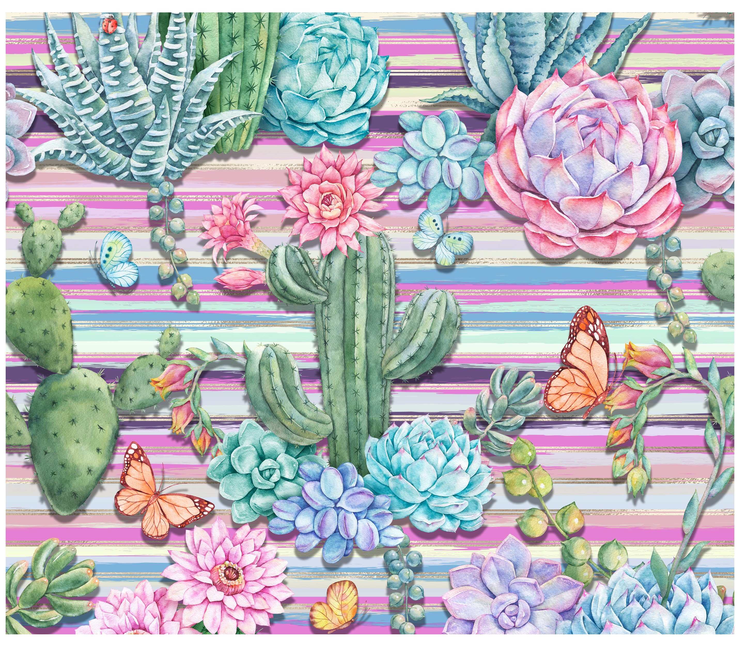 Sublimation Tumbler Wrap - Succulents 4 - The Vinyl Haus Main image
