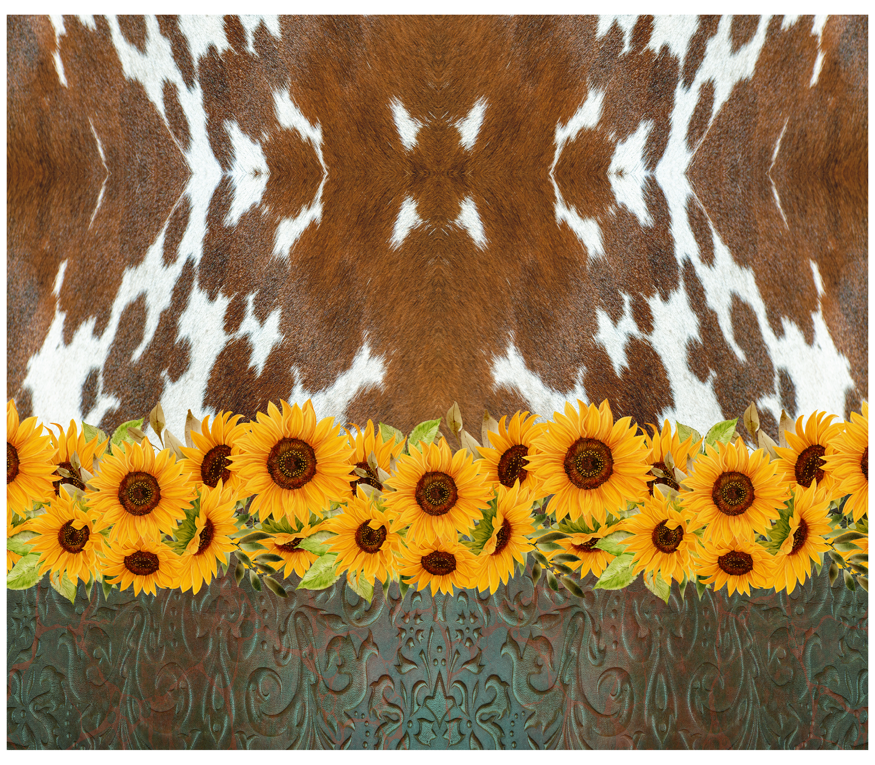 Sublimation Tumbler Wrap - Cow Hide and Sunflowers - The Vinyl Haus Main image