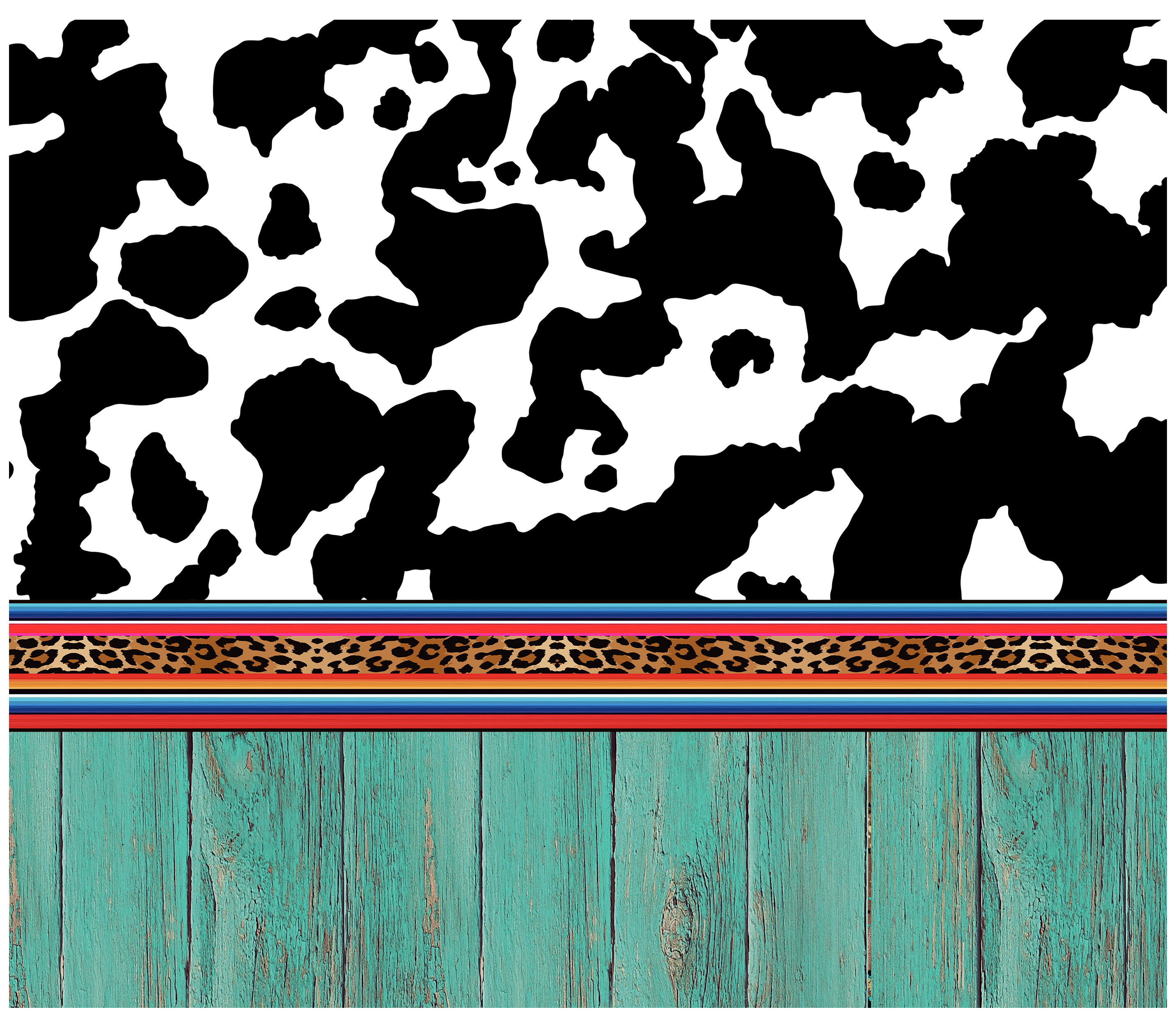 Sublimation Tumbler Wrap - Cow Print and Woodgrain - The Vinyl Haus Main image