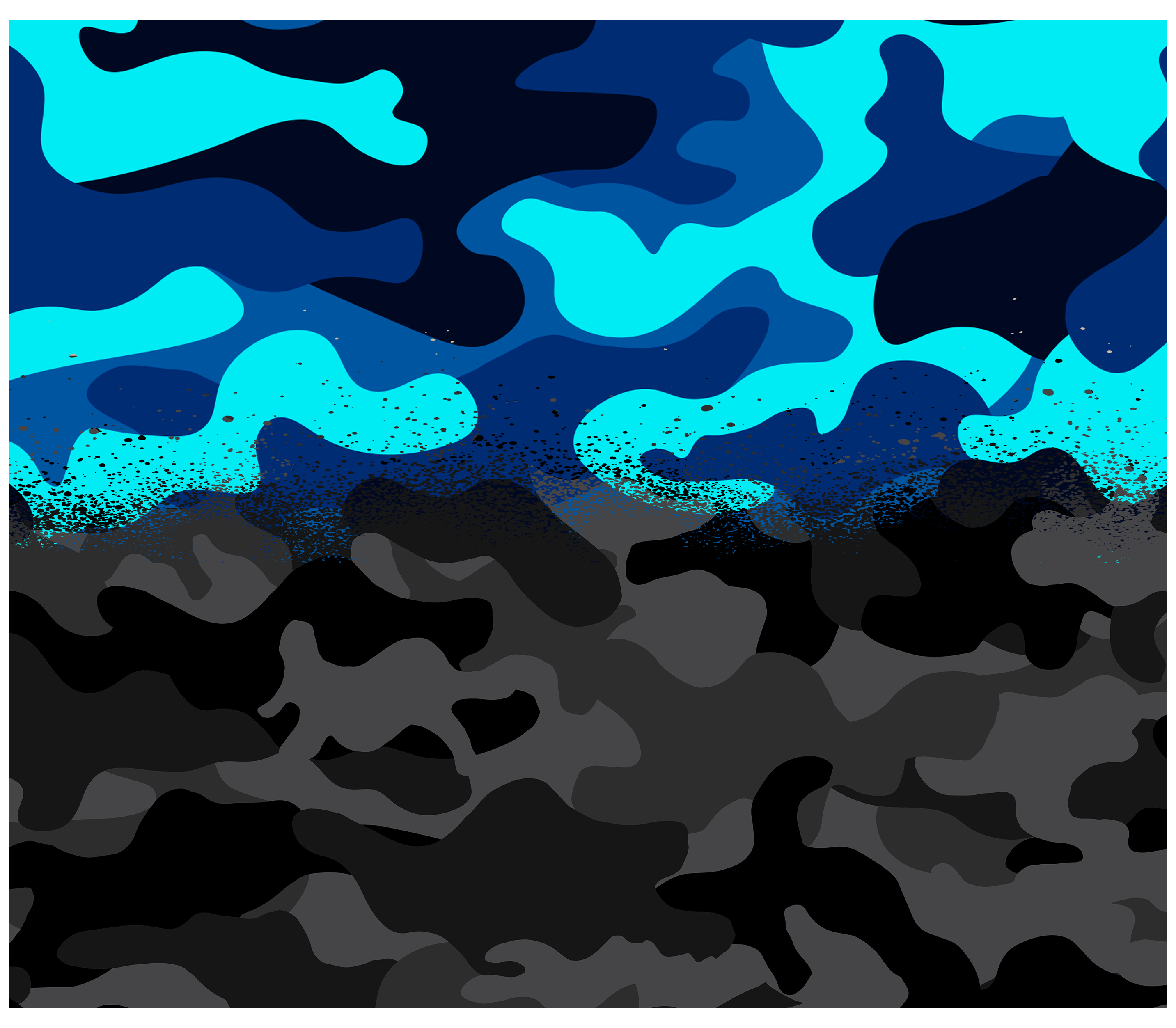 Sublimation Tumbler Wrap - Blue and Black Split Camo - The Vinyl Haus Main image