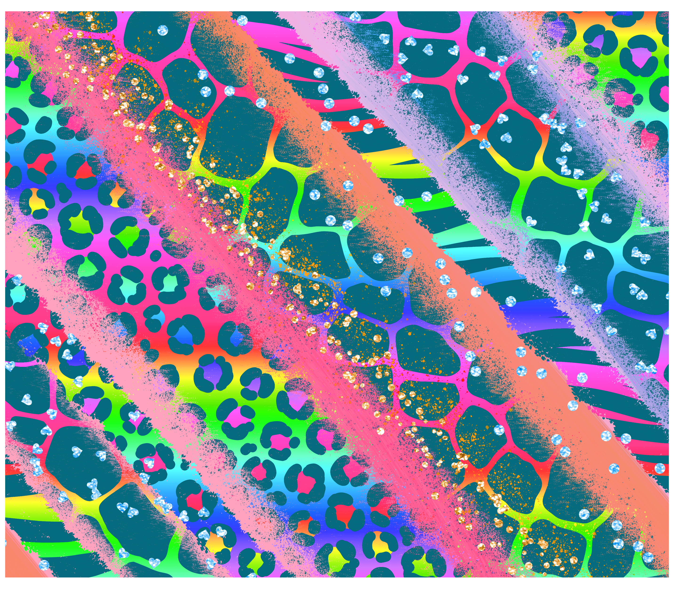 Sublimation Tumbler Wrap - Bright Animal Print Stripes - The Vinyl Haus Main image