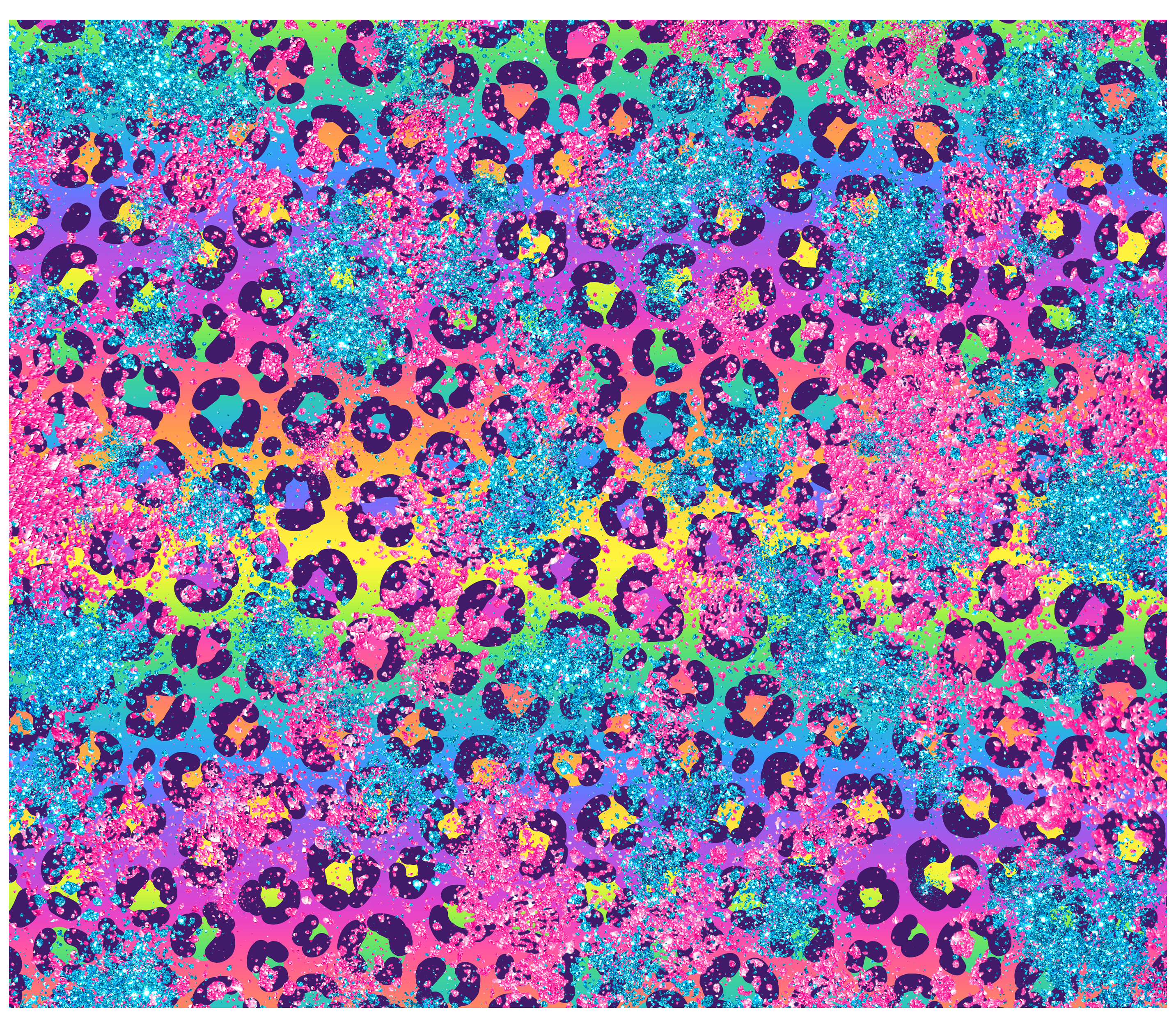 Sublimation Tumbler Wrap - Bright Rainbow Animal Print - The Vinyl Haus Main image