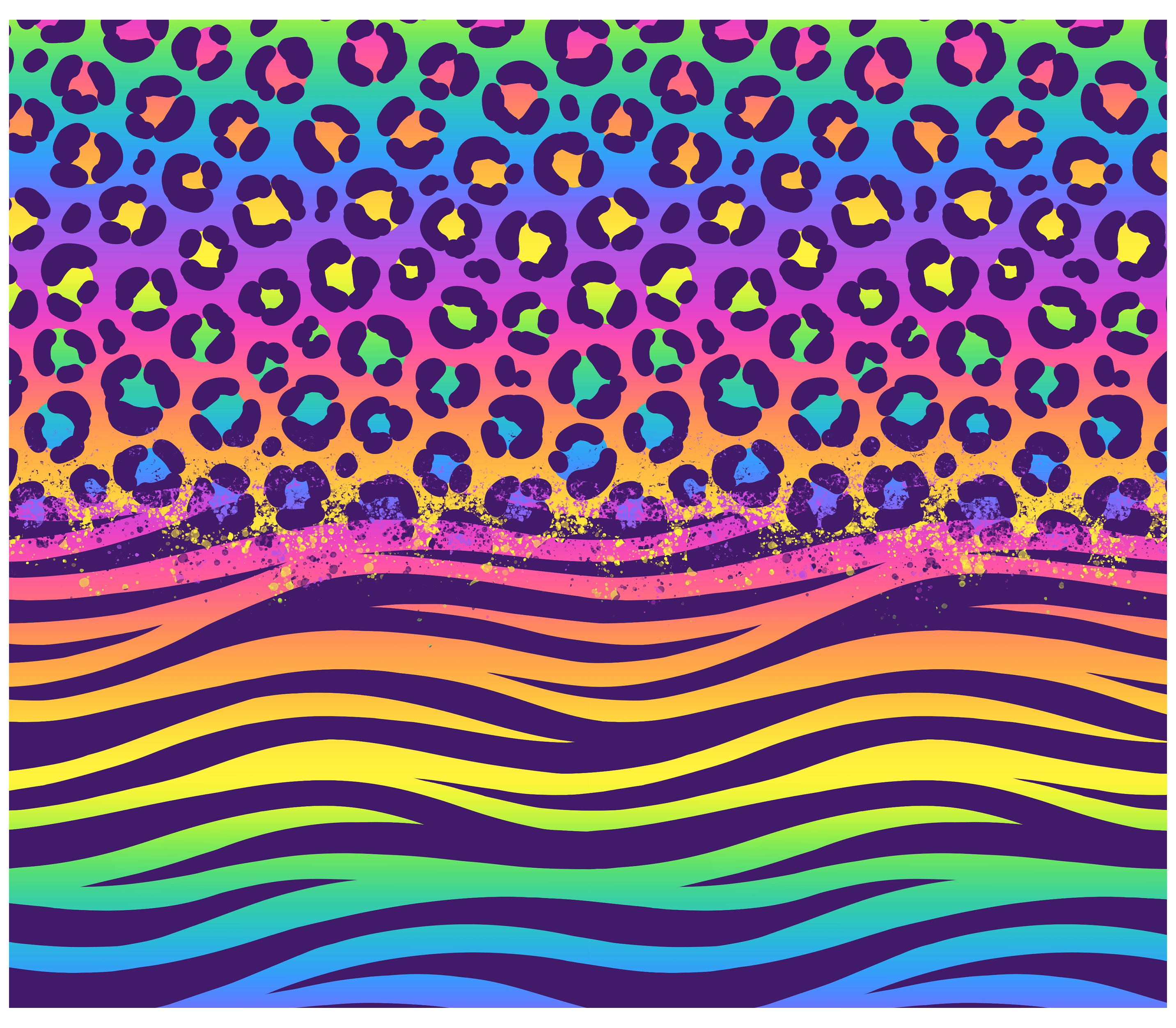 Sublimation Tumbler Wrap - Neon Cheetah Zebra - The Vinyl Haus Main image