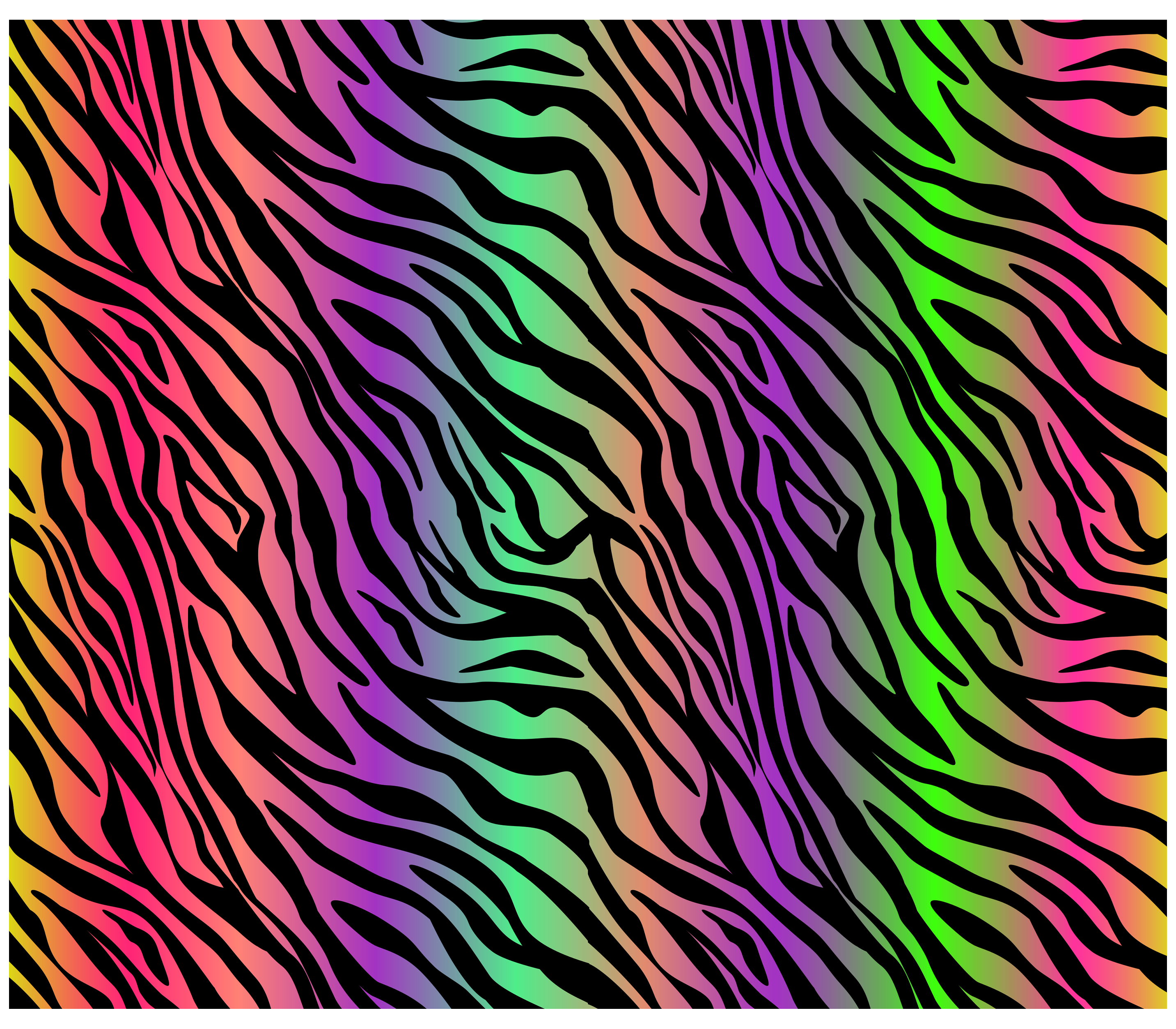Sublimation Tumbler Wrap - Neon Rainbow Ombre Zebra Black Background - The Vinyl Haus Main image