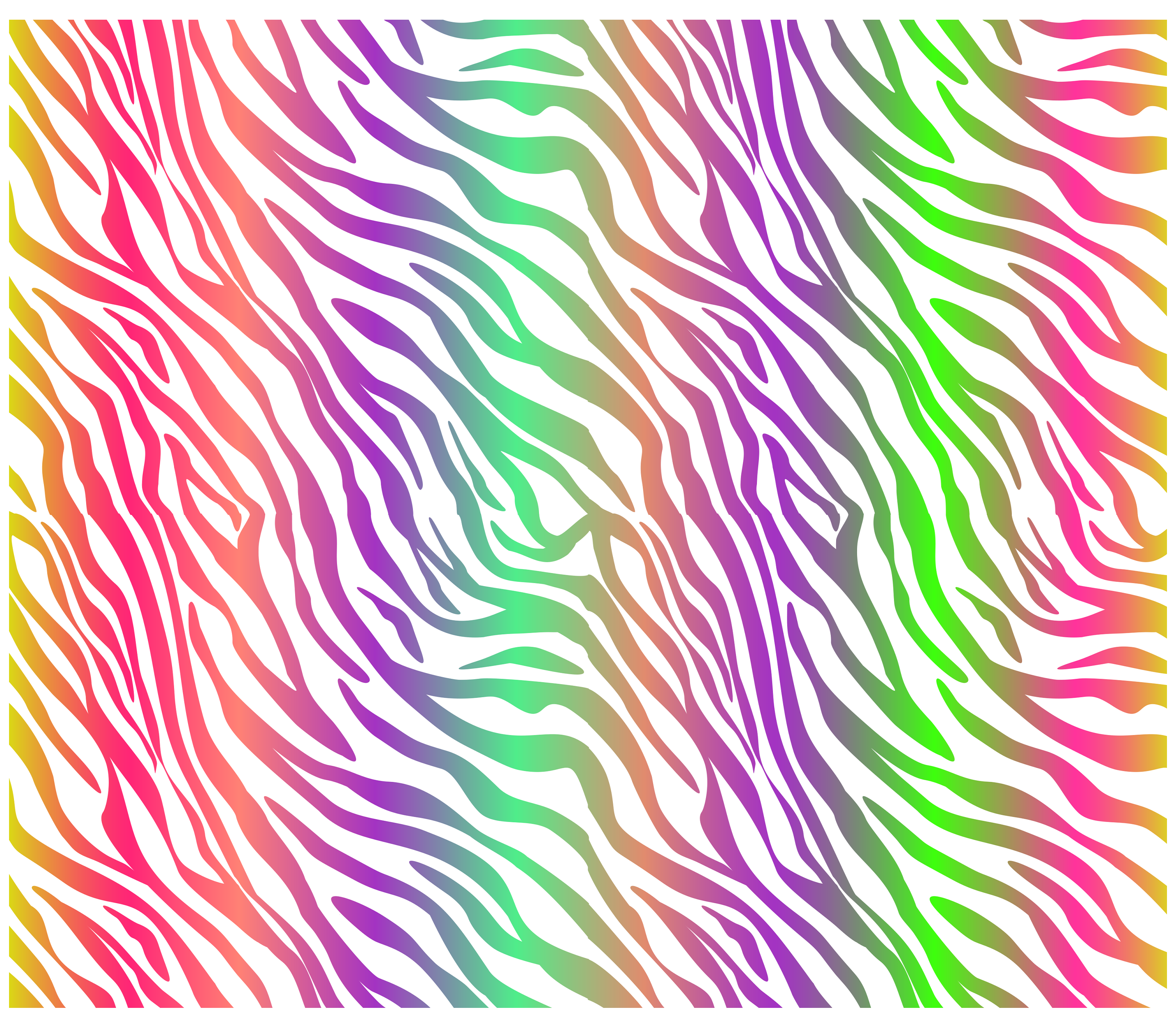 Sublimation Tumbler Wrap - Neon Rainbow Ombre Zebra White Background - The Vinyl Haus Main image
