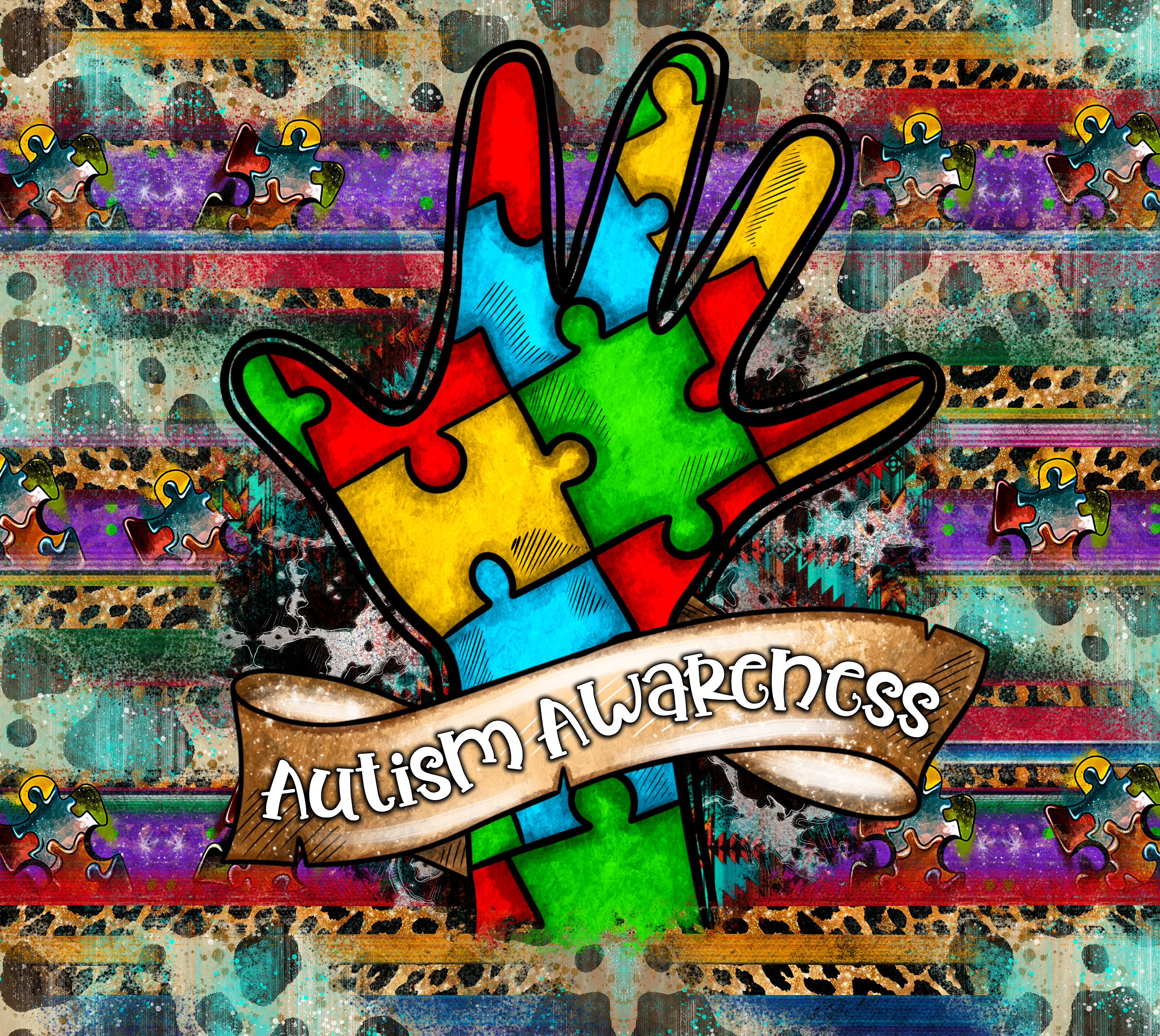 Sublimation Tumbler Wrap - Autism Awareness - The Vinyl Haus Main image