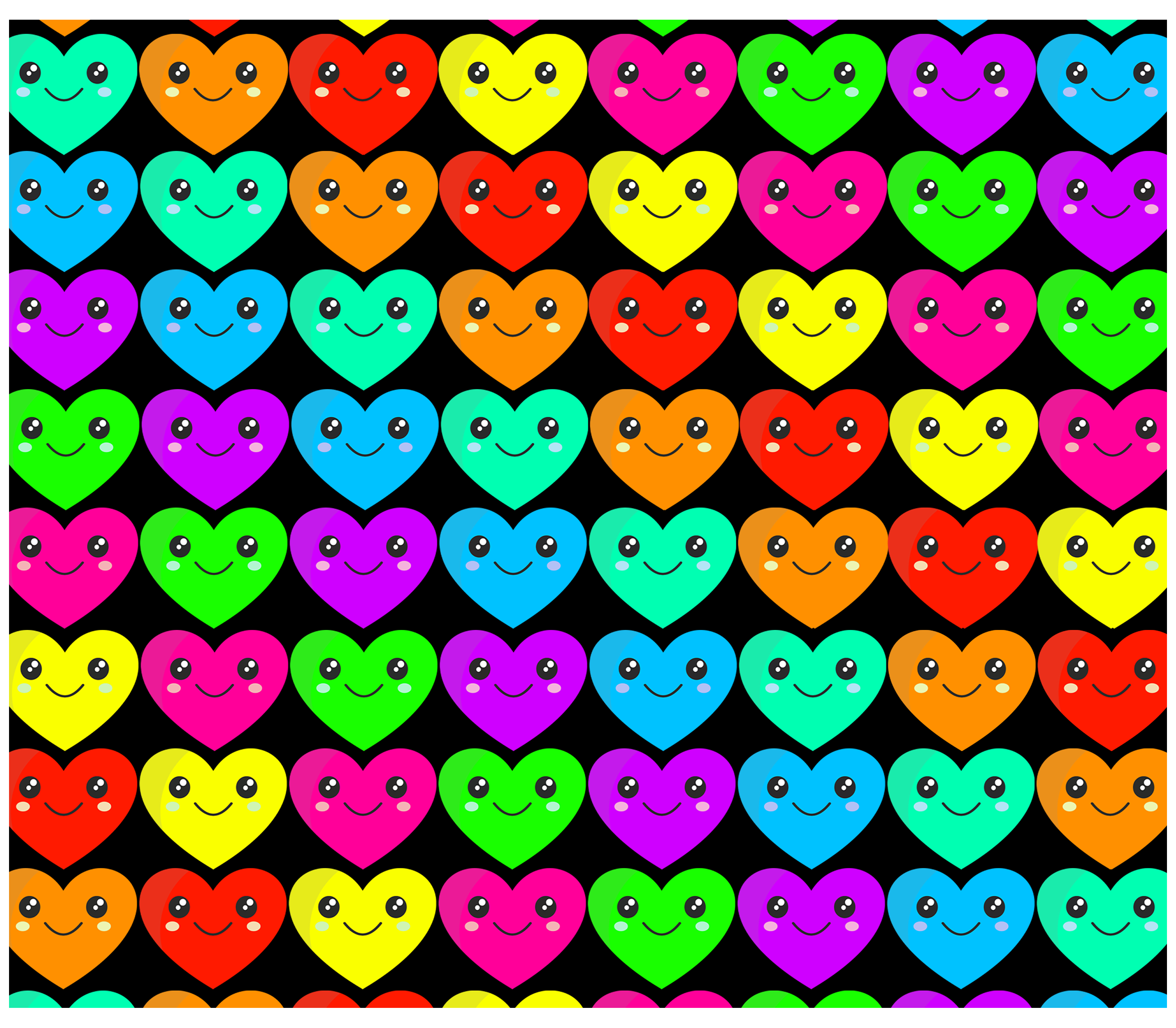 Sublimation Tumbler Wrap - Kawaii Rainbow Hearts - The Vinyl Haus Main image