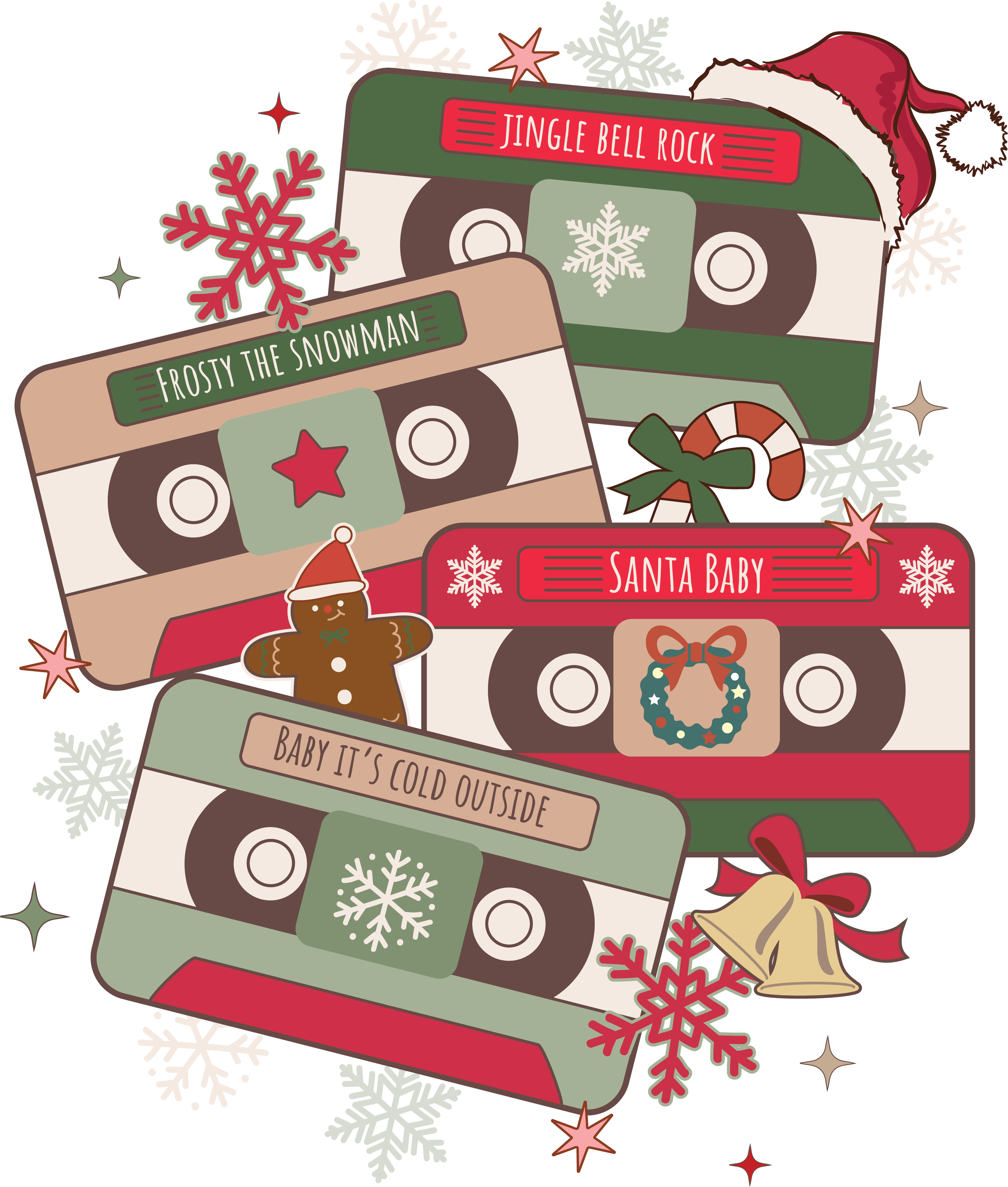 Sublimation Prints - Christmas Music Cassettes - The Vinyl Haus