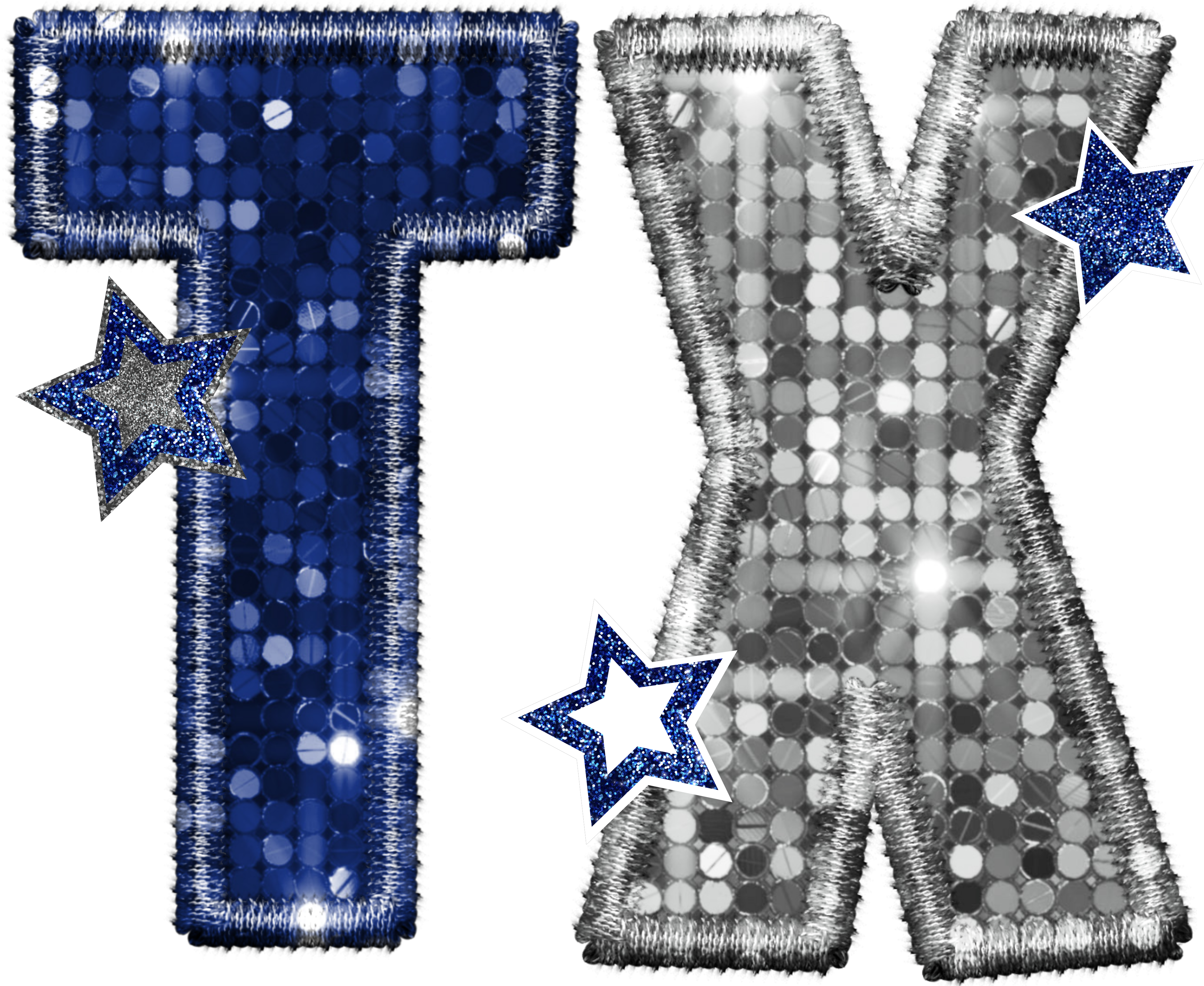 HTV Prints - Sequin TX Blue and Silver Main image