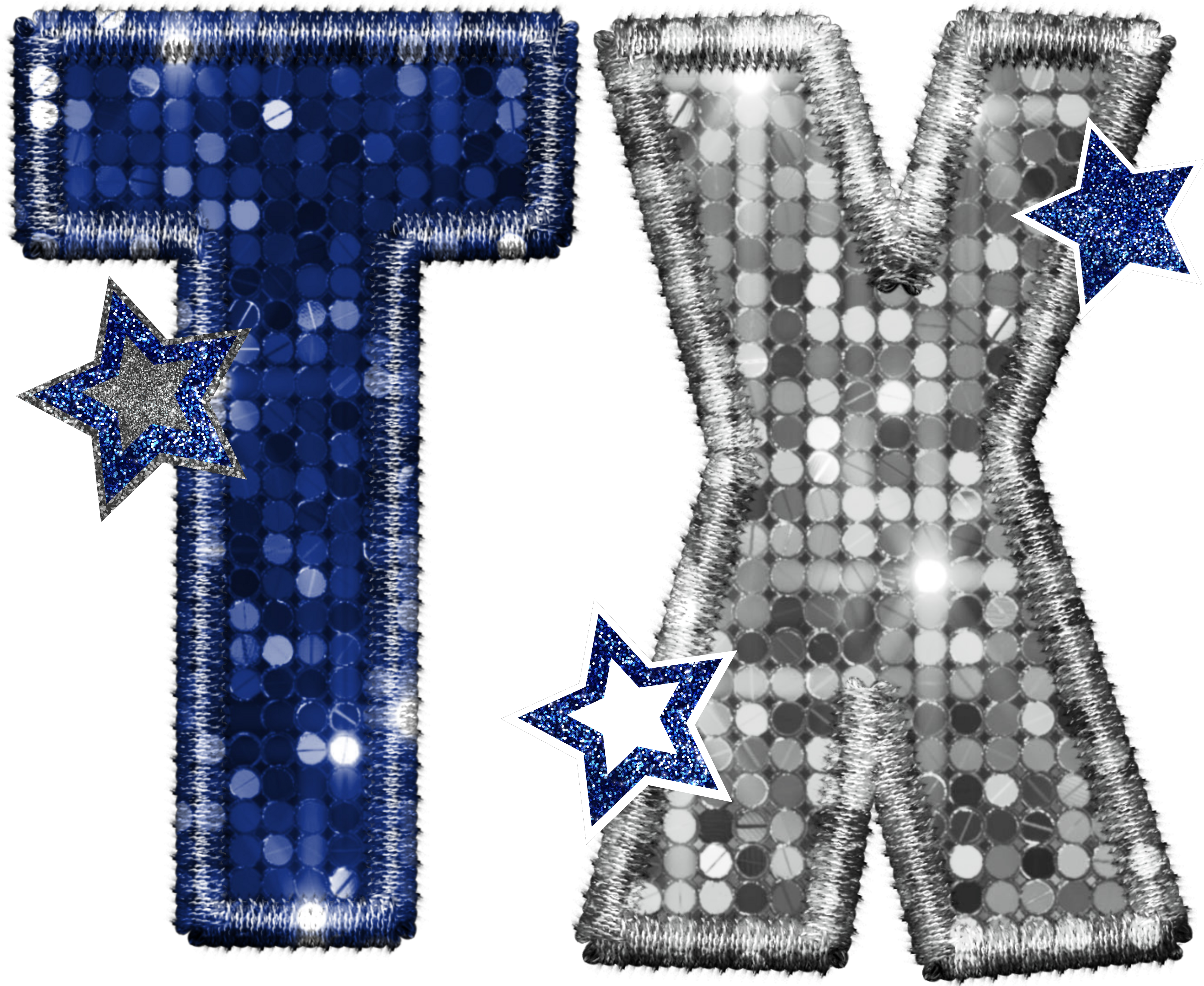 HTV Prints - Sequin TX Blue and Silver