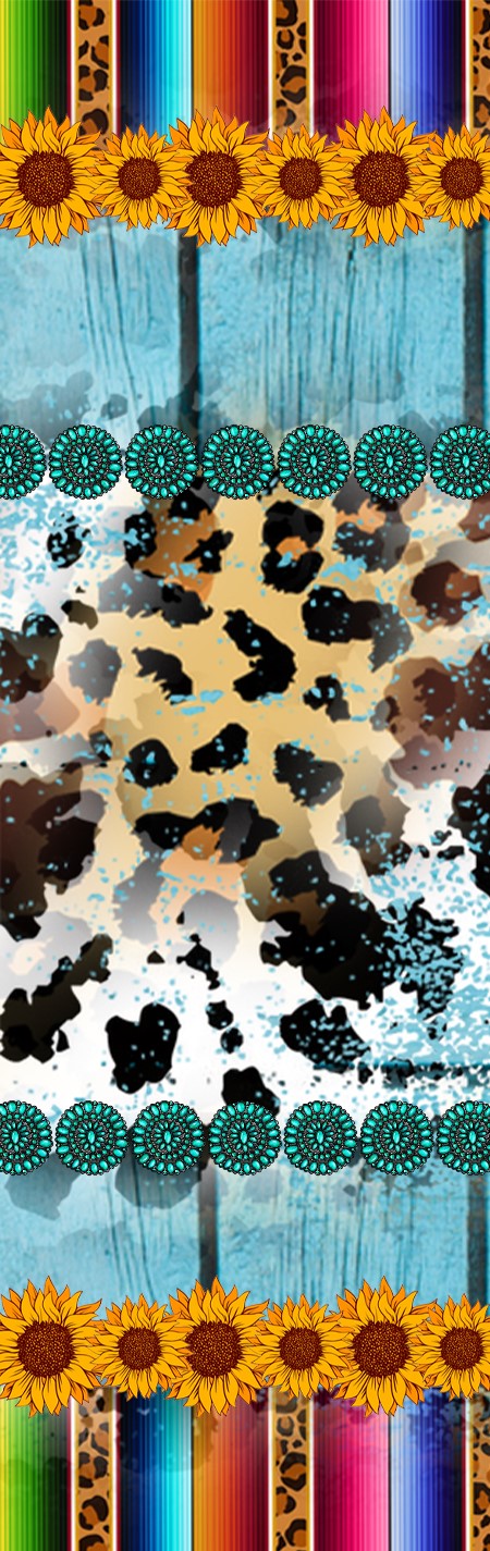 Serape Leopard Print with Sunflowers and Turquoise Pen Wrap 1.5 x 5 - The Vinyl Haus Main image