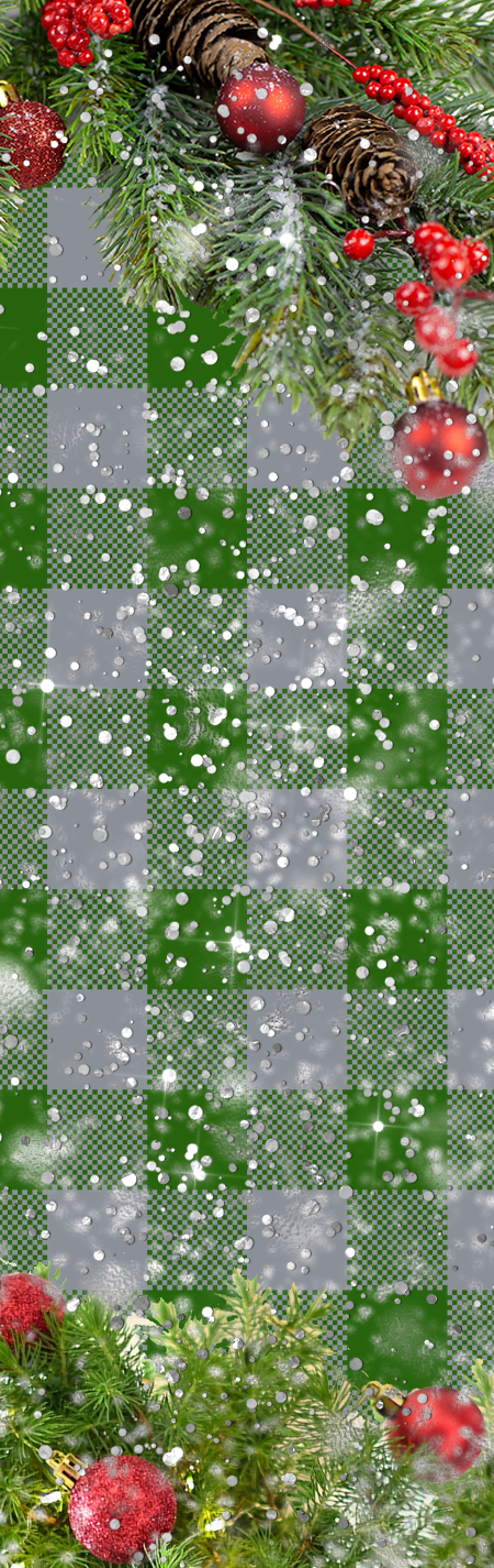 Pinecones and Berries on Green and  Grey Plaid 1.5 x 4.75 - The Vinyl Haus