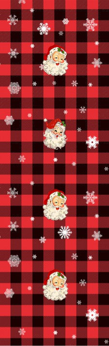 Mini Santas on Buffalo Plaid Pen Wrap 1.5 x 4.75 - The Vinyl Haus Main image