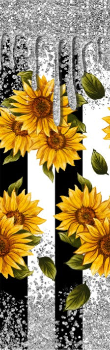 Sunflower Silver Glitter Pen Wrap 1.5 x 4.75 - The Vinyl Haus Main image