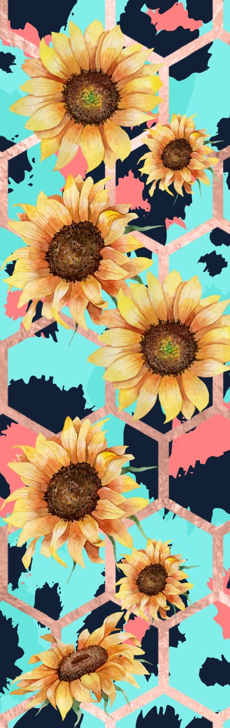 Sunflower and Cheetah print teal and pink Pen Wrap 1.5 x 4.75 - The Vinyl Haus Main image