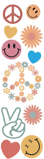 Retro Peace and Smiley 2 Pen Wrap 1.5 x 4.75 - The Vinyl Haus Main image