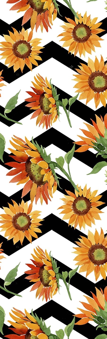 Sunflower on Black Chevron Pen Wrap 1.5 x 5 - The Vinyl Haus
