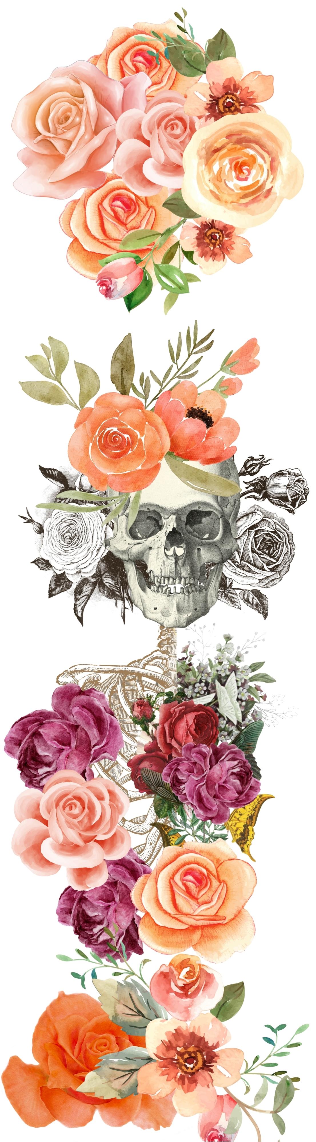 Roses and Skeleton Pen Wrap 1.5 x 4.75 - The Vinyl Haus