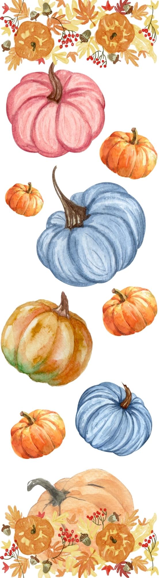 Fall Pumpkins and Leaves Pen Wrap 1.5 x 4.75 - The Vinyl Haus Main image