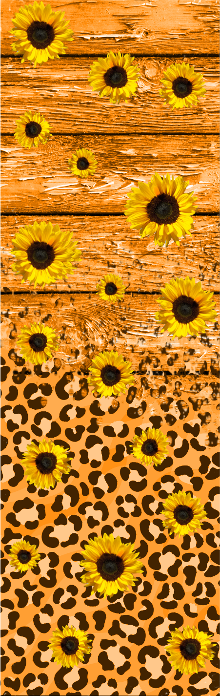 Orange Woodgrain and Sunflowers Pen Wrap 1.5 x 4.75 - The Vinyl Haus Main image