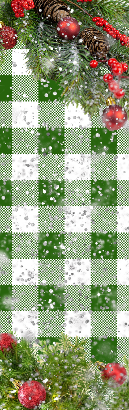 Pinecones and Berries on Green and White Plaid 1.5 x 4.75 - The Vinyl Haus