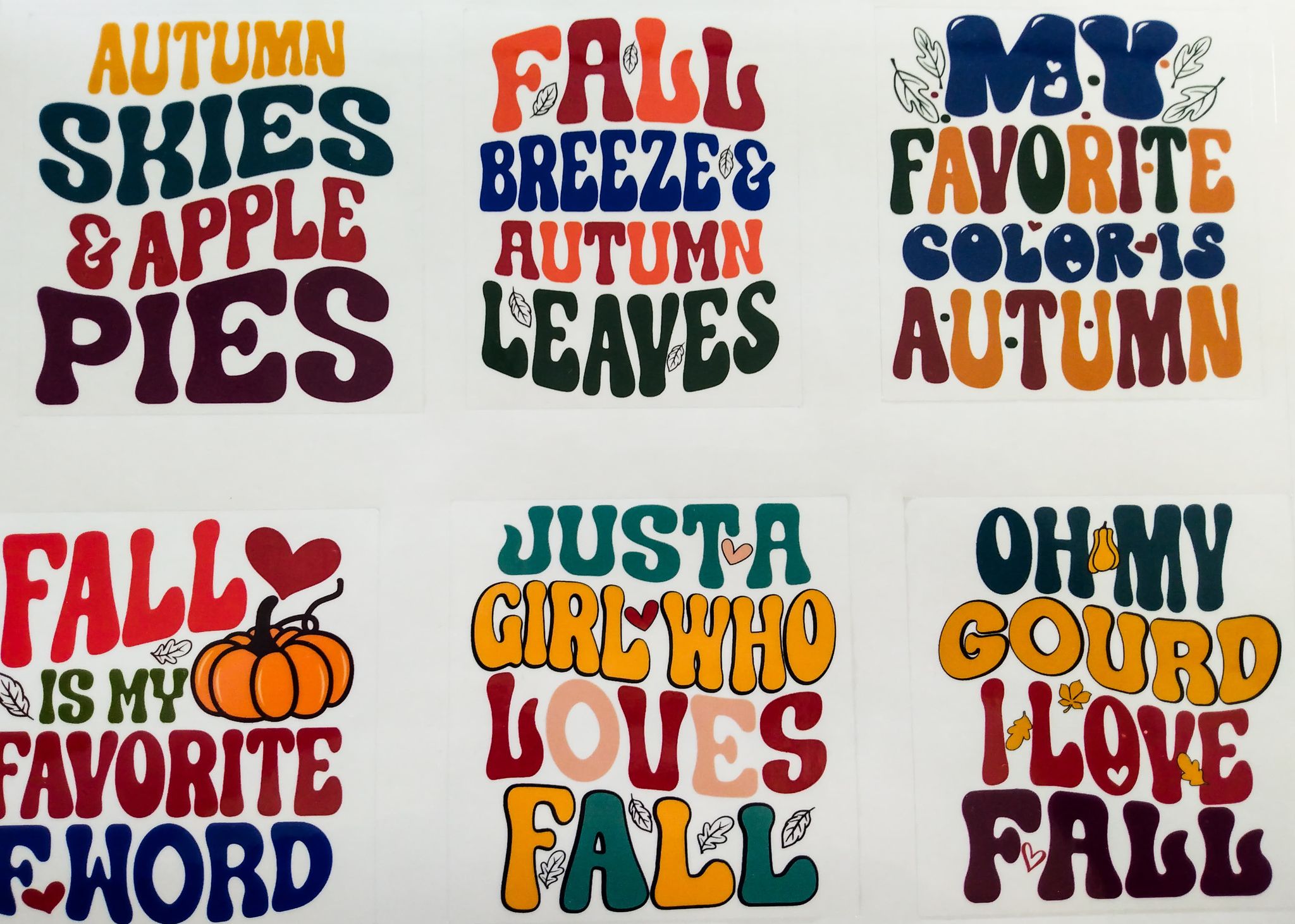 Transparent Adhesive Decals - Fall Sayings 3 - 12" x 8.5" - The Vinyl Haus