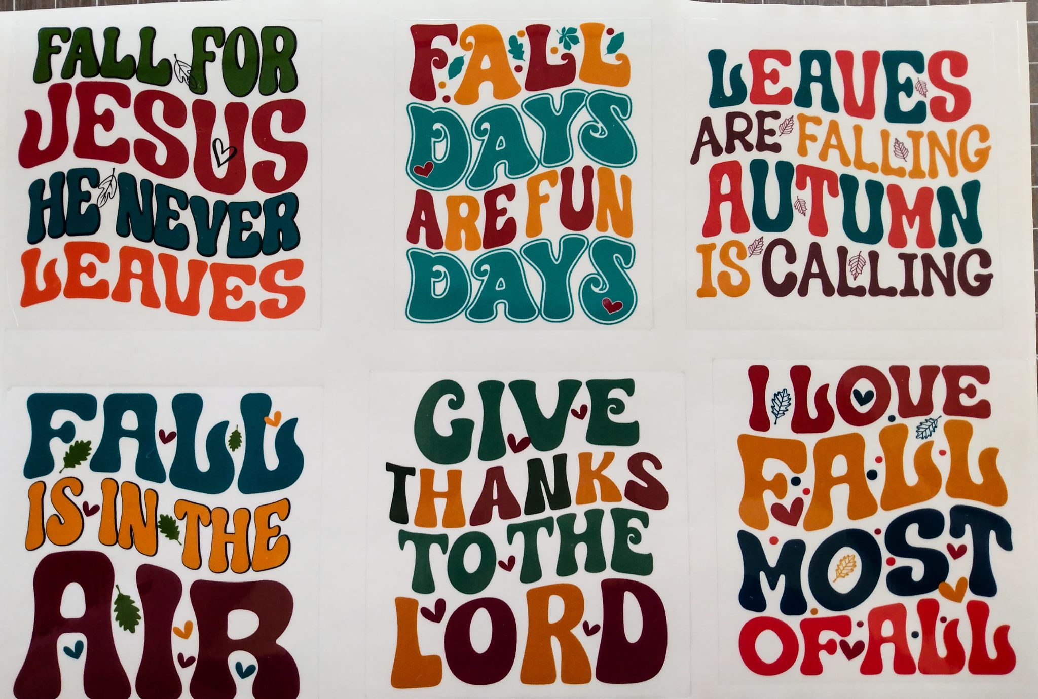 Transparent Adhesive Decals - Fall Sayings 2 - 12" x 8.5" - The Vinyl Haus