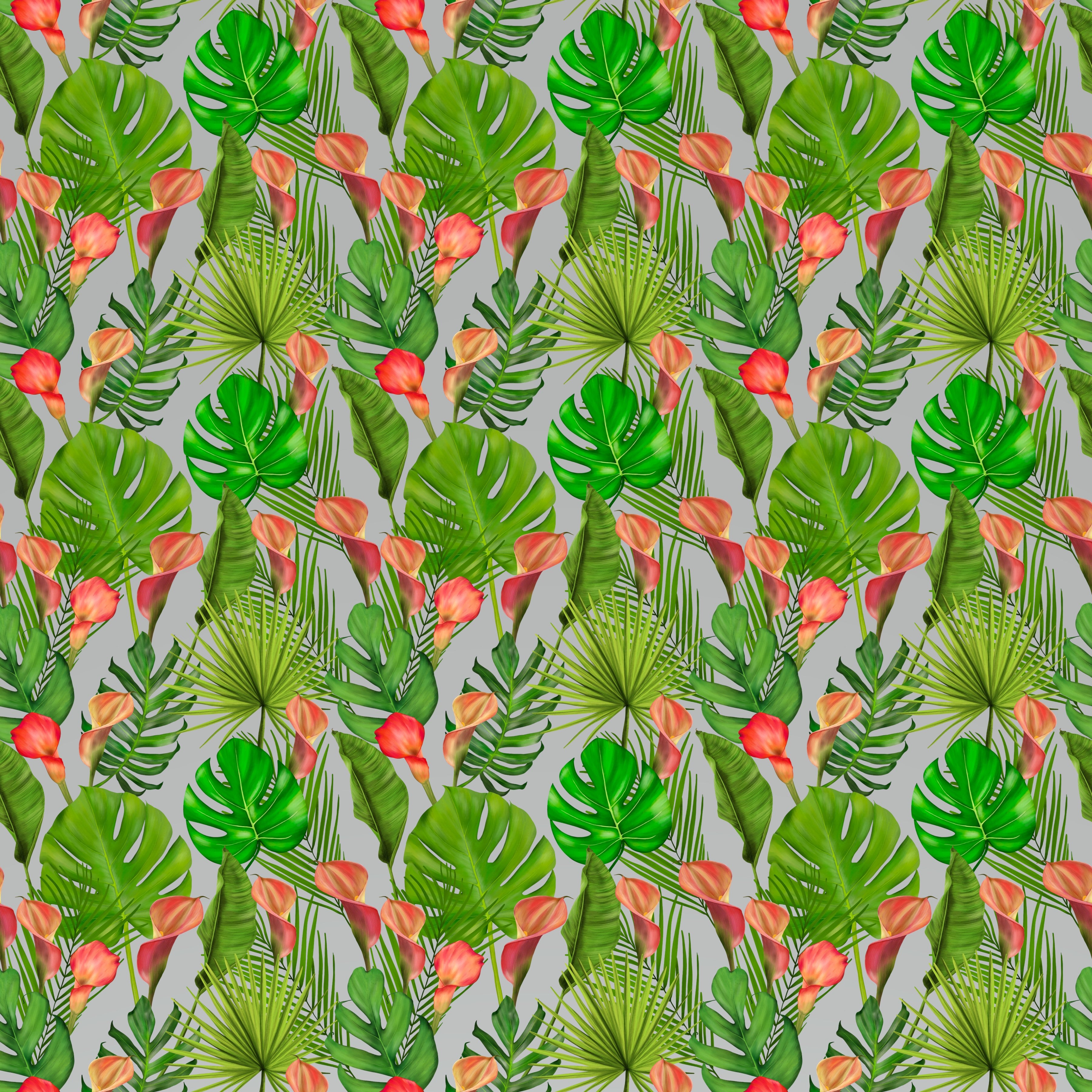 Tropical Flowers and Palms Small Pattern Vinyl 12" x 12" - The Vinyl Haus