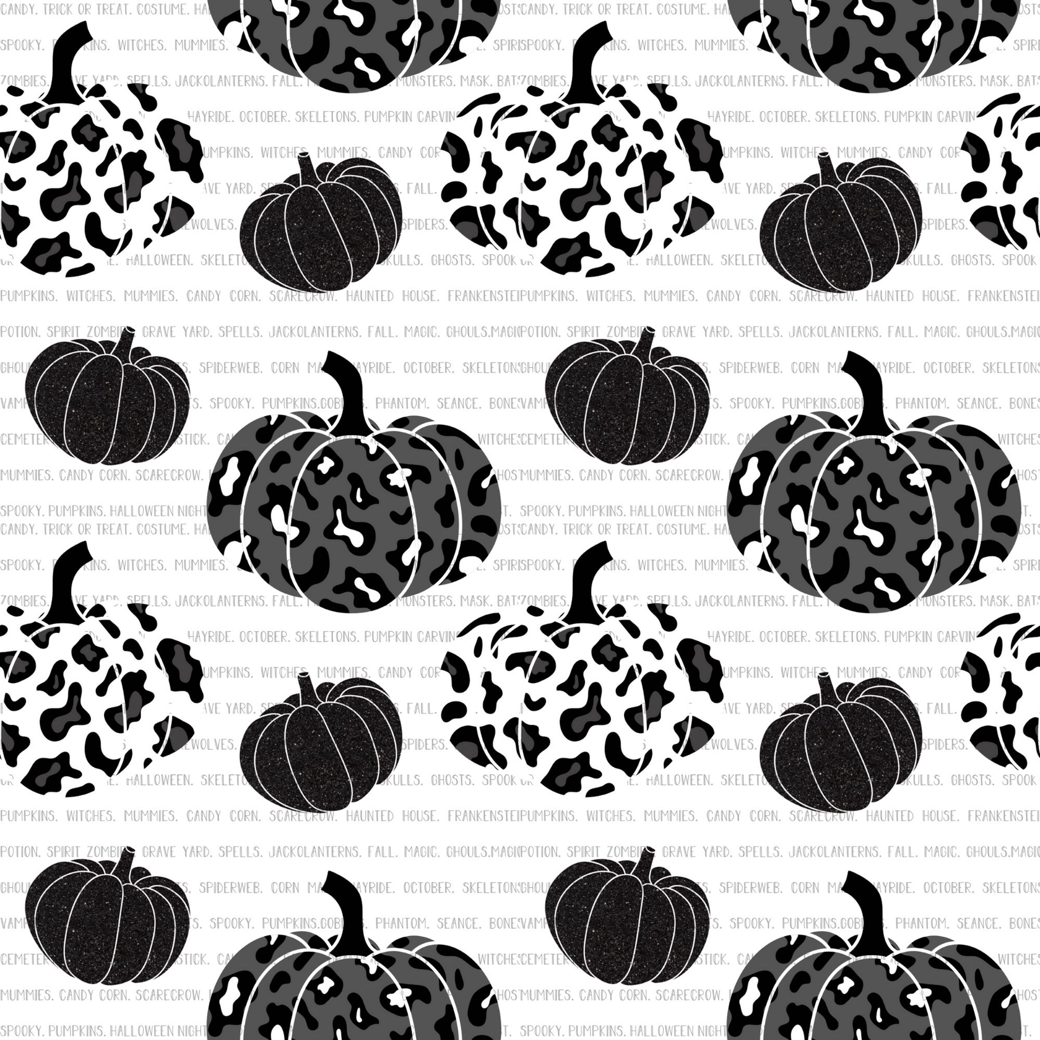 Black and White Leopard Pumpkins With Words Pattern Vinyl 12" x 12 - The Vinyl Haus