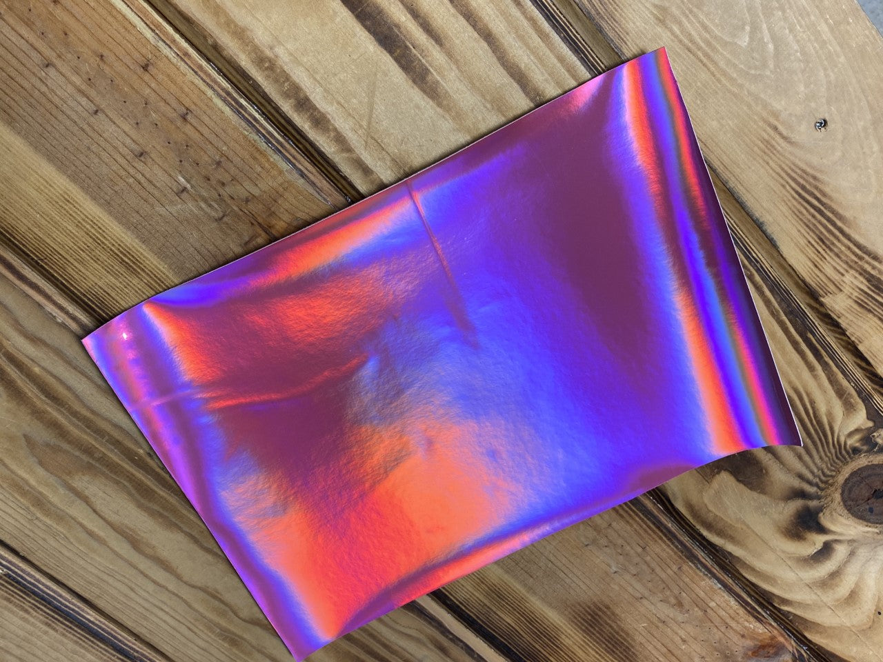 Holographic Faux Leather Sheet Bubble Gum 8" x 12" - Heat Transfer Haus
