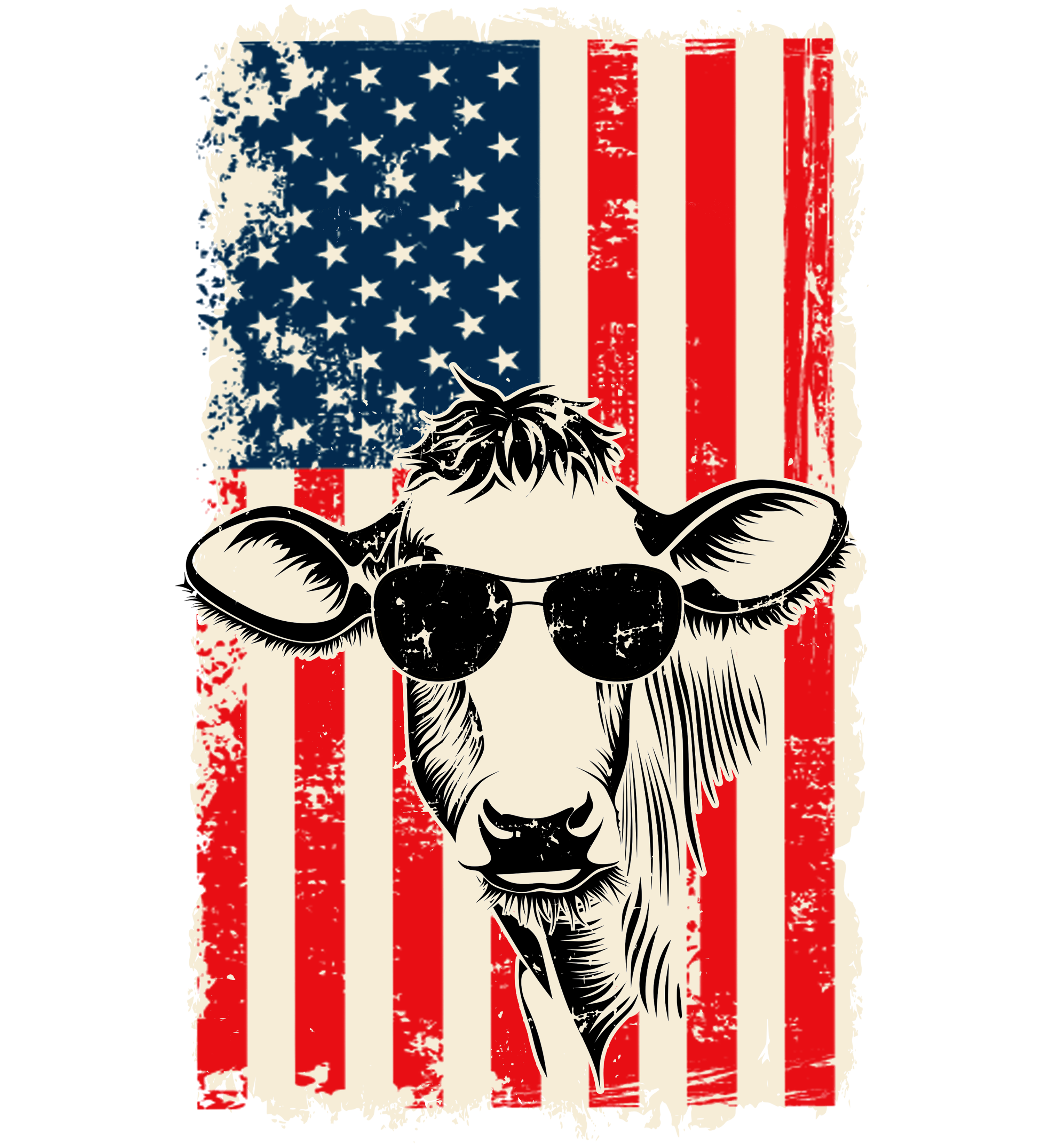 Sublimation Prints - America Flag Cow - The Vinyl Haus