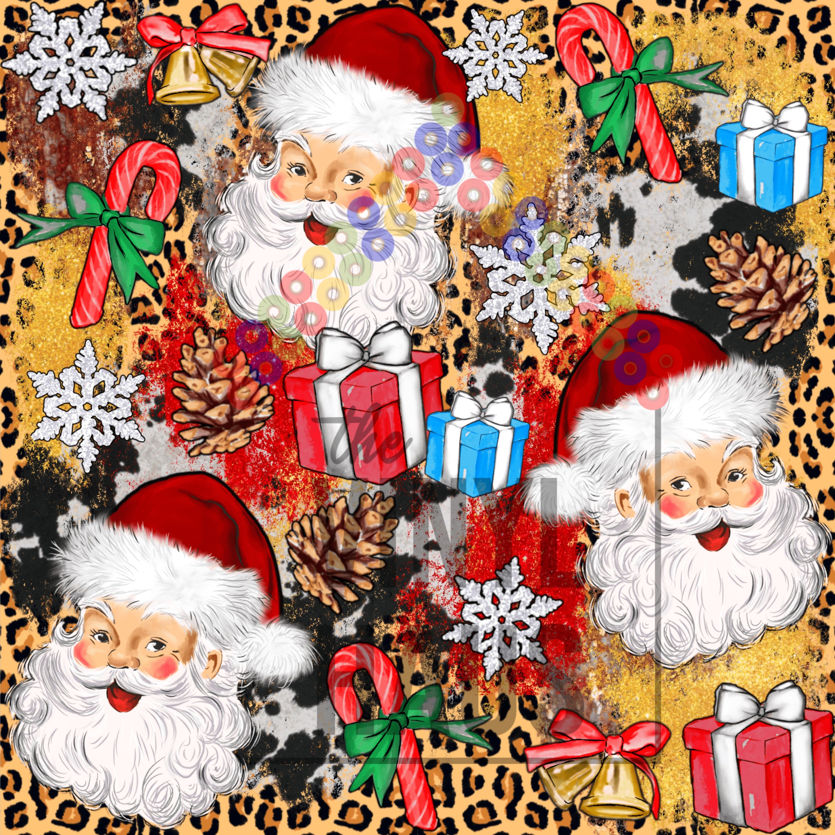 Santa, Gifts, and Cheetah Pattern Vinyl 12" x 12" - The Vinyl Haus
