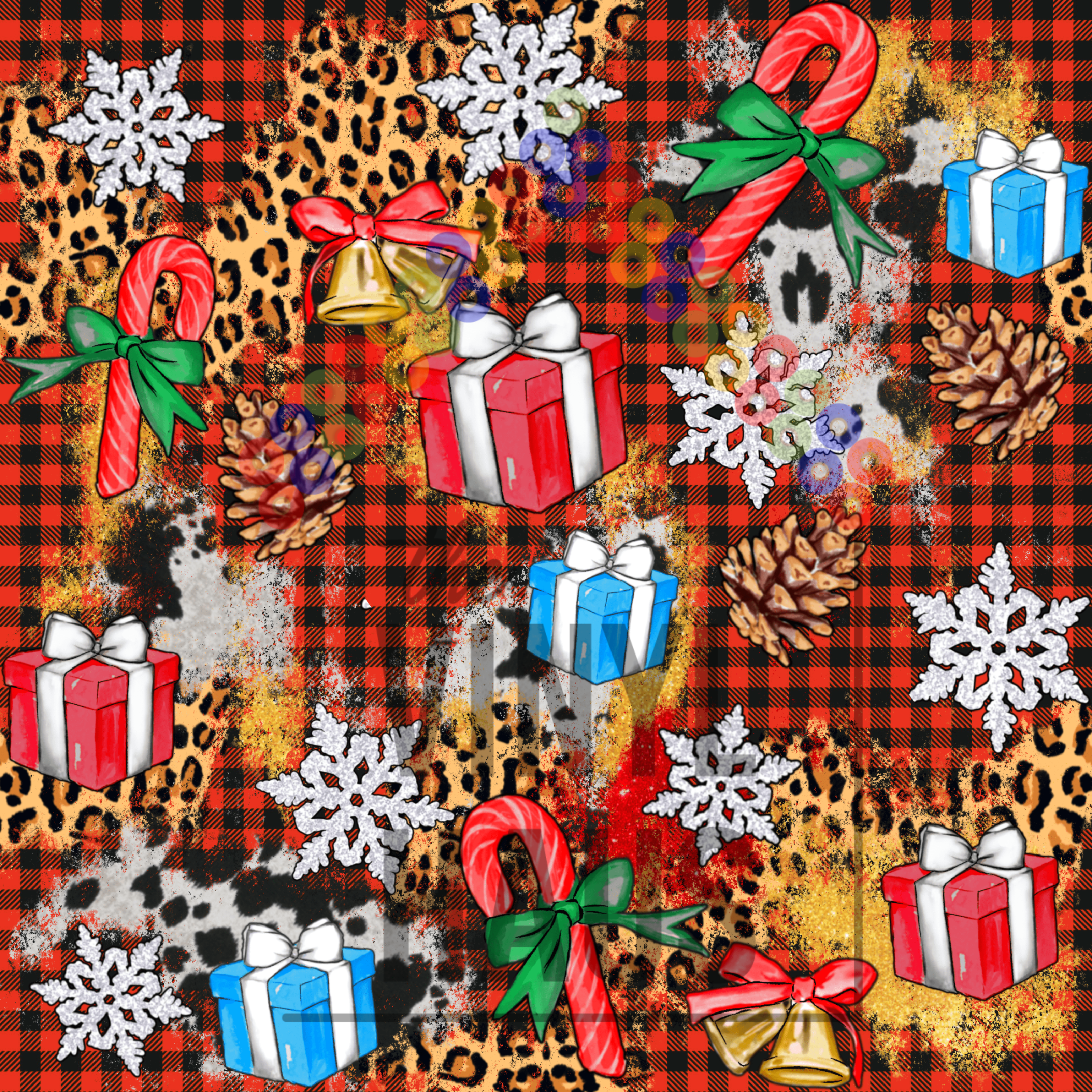 Candy Cane, Gifts, and Cheetah Pattern Vinyl 12" x 12" - The Vinyl Haus