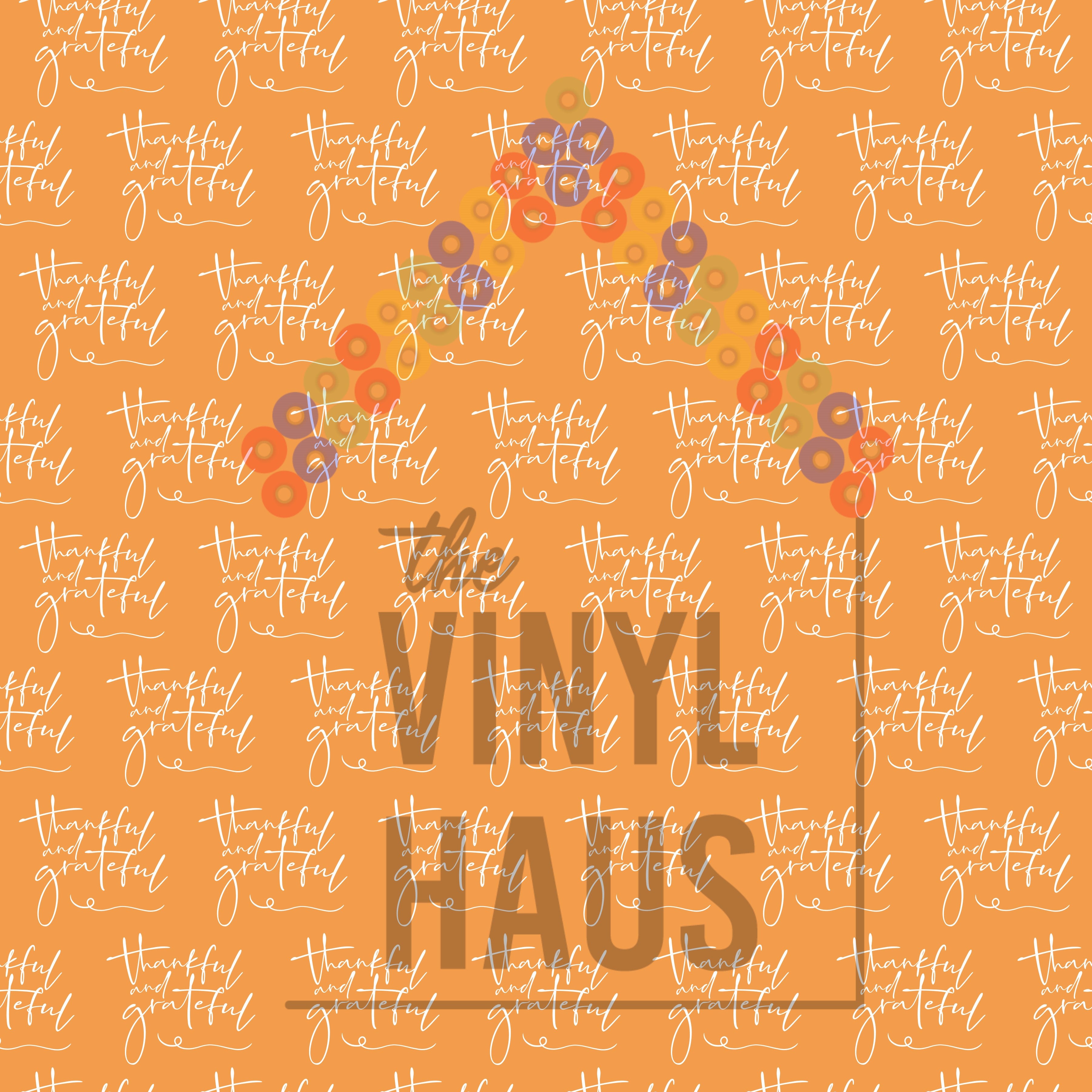 Thankful and Grateful Yellow Background Pattern Vinyl 12" x 9" - The Vinyl Haus