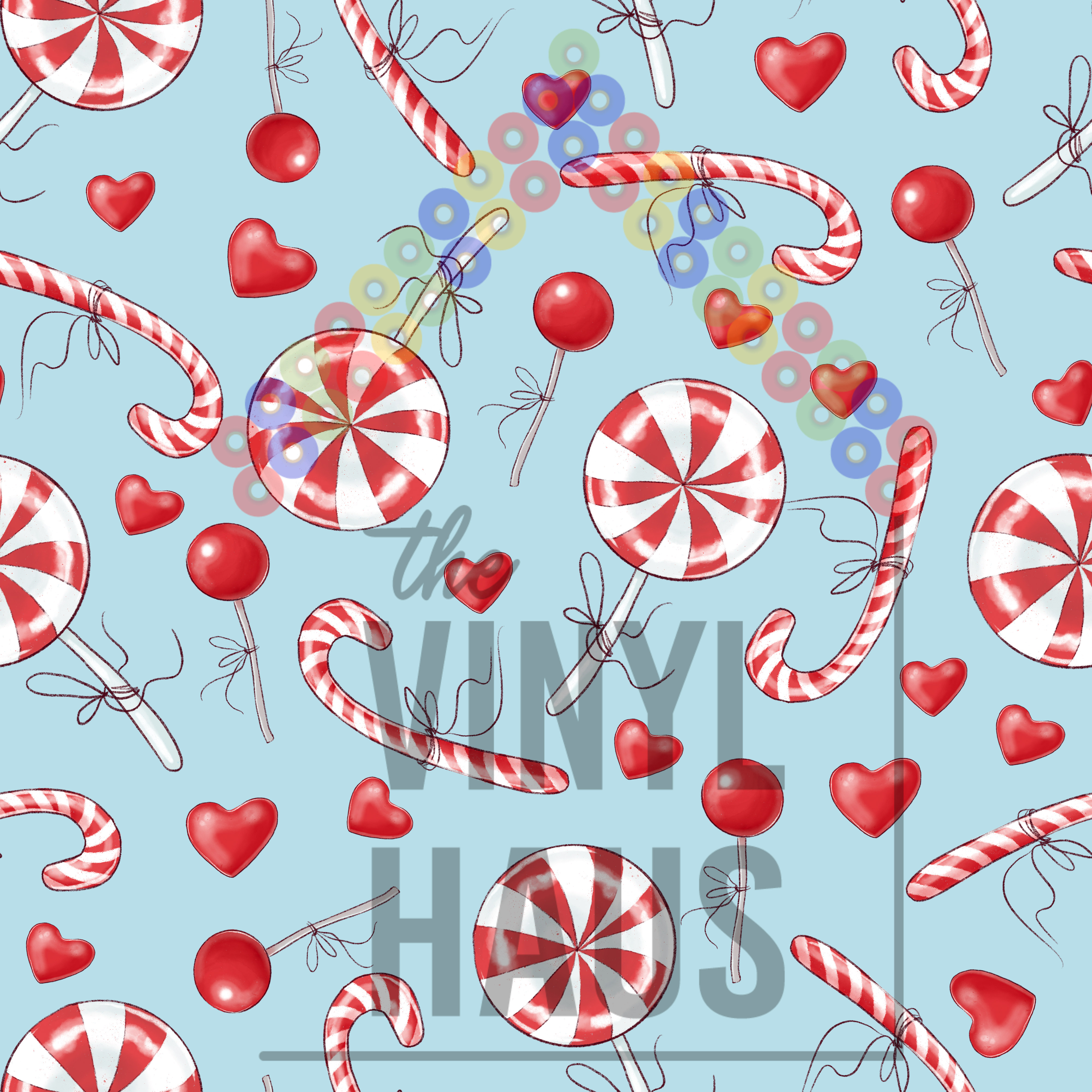 Candy Canes and Peppermints Pattern Vinyl 12" x 12" - The Vinyl Haus