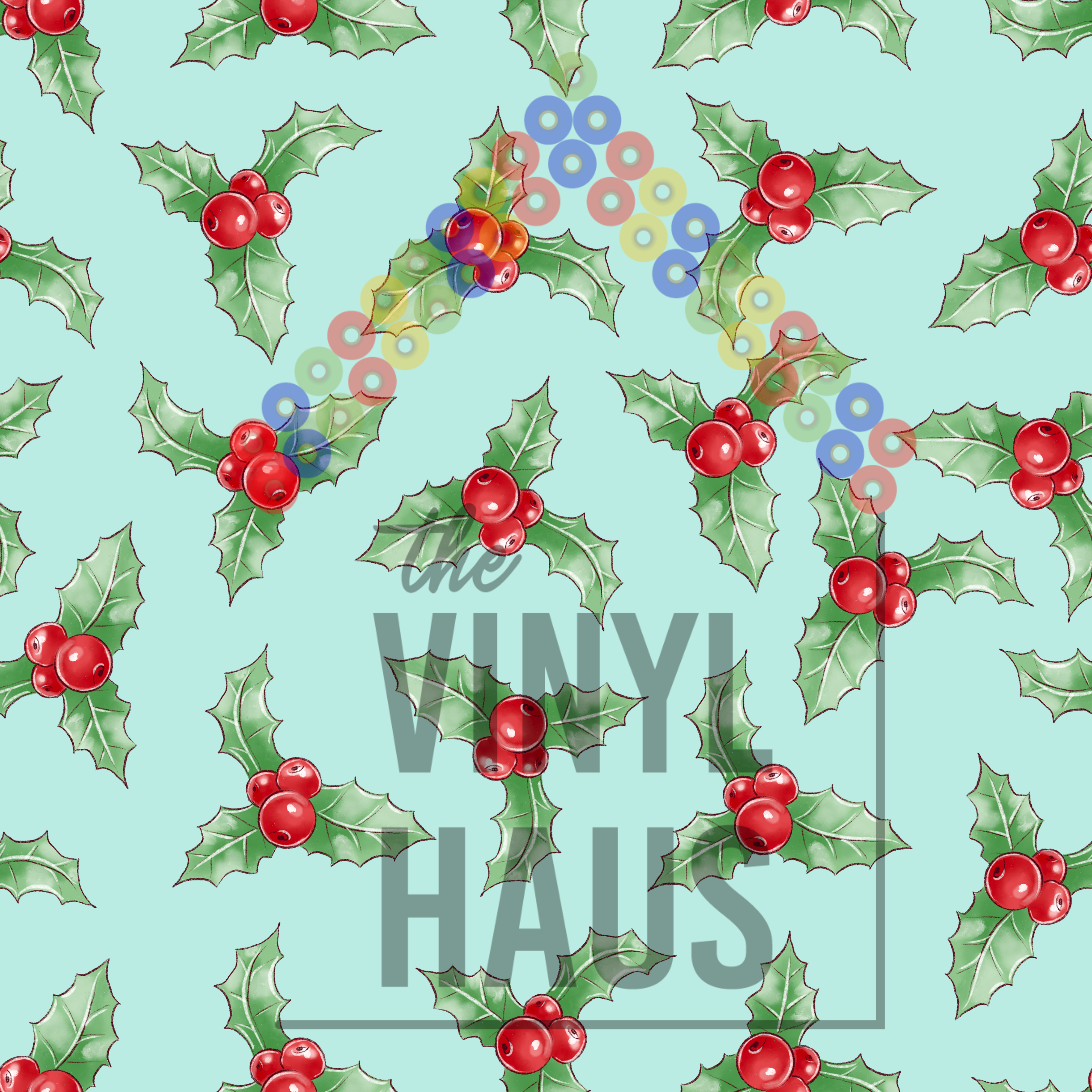 Holly Leaves and Berries  Pattern Vinyl 12" x 12" - The Vinyl Haus