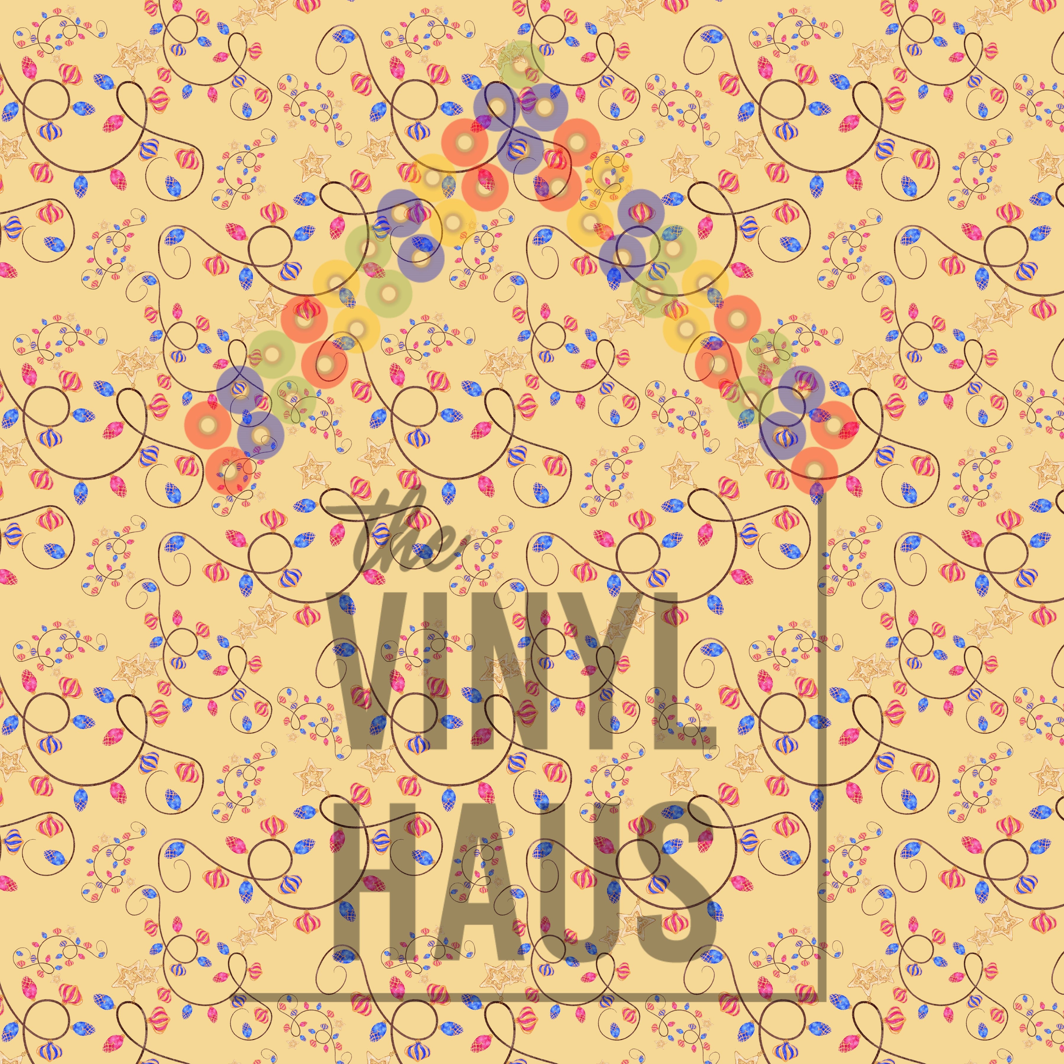 Christmas Lights Pattern Vinyl 12" x 12" - The Vinyl Haus