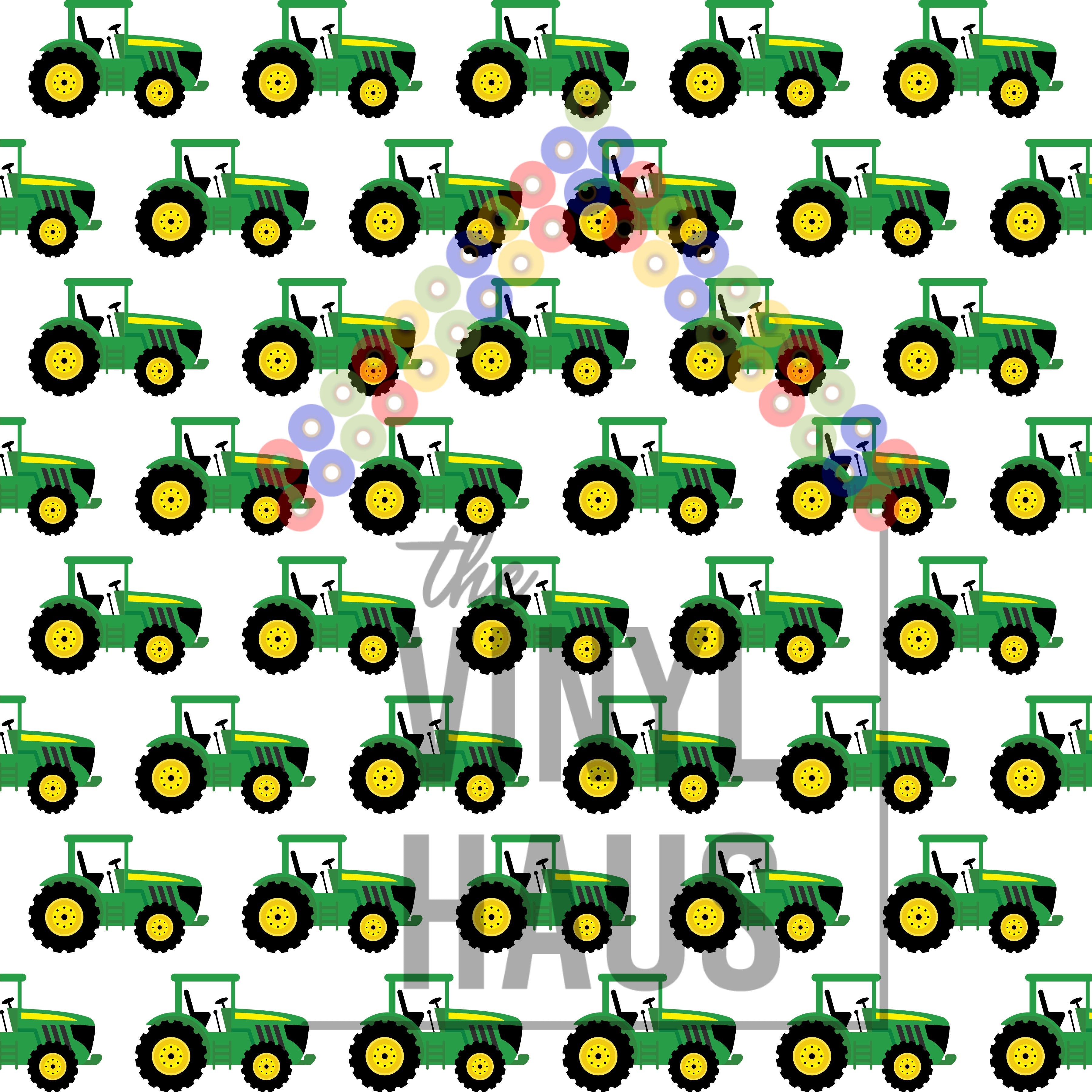 Green Tractors Pattern Vinyl 12" x12" - The Vinyl Haus
