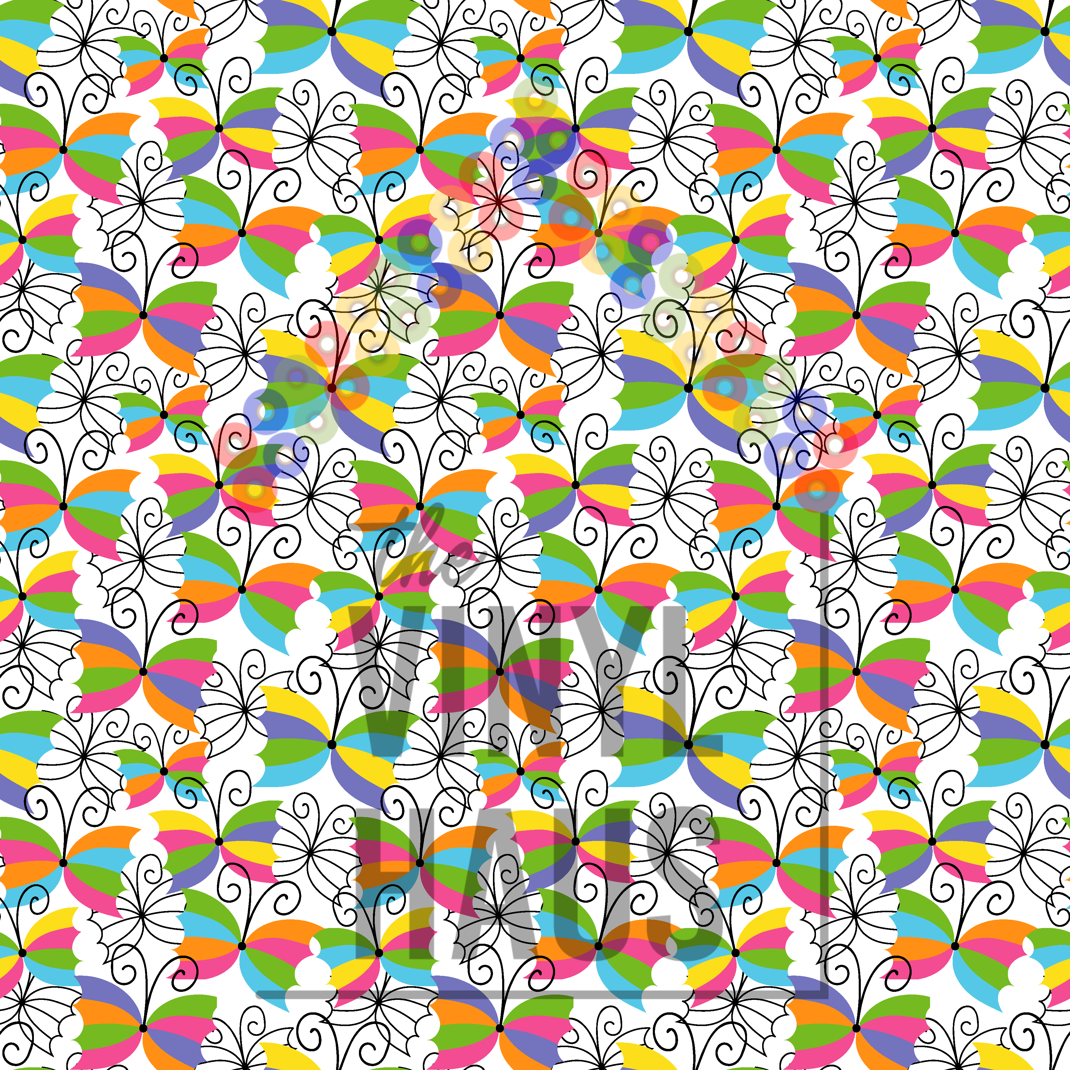 Rainbow Baby Butterflies Pattern Vinyl 12" x 12" - The Vinyl Haus